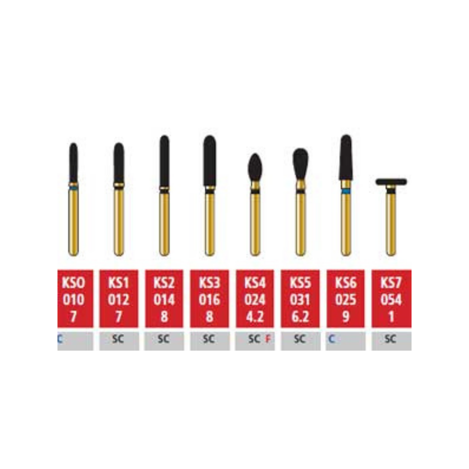 Alpen Multi-Use Diamond Burs, FG, KS Shapes, # KS2, 1.4 mm, Super Coarse, Black, 5/Pk, 60032699