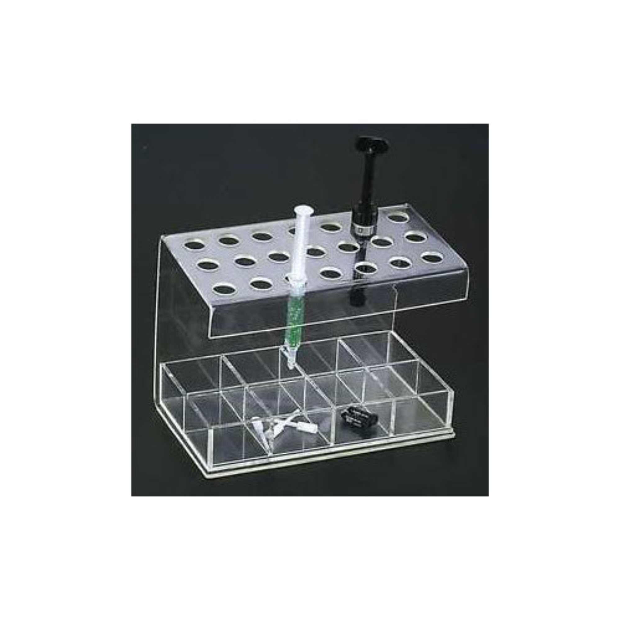 Premium Composite Syringe Organizer, 21-Syringe Hold, Medium, Clear, 1/Pk, 1402