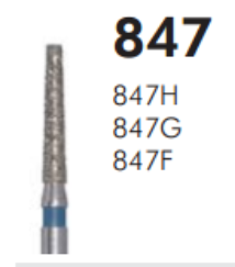 Meisinger Multi-Use Diamond Burs, FG, Long Tapered Flat End, # 847G, 1.6 mm, Coarse, Green, 5/Pk, 847G-016-FG