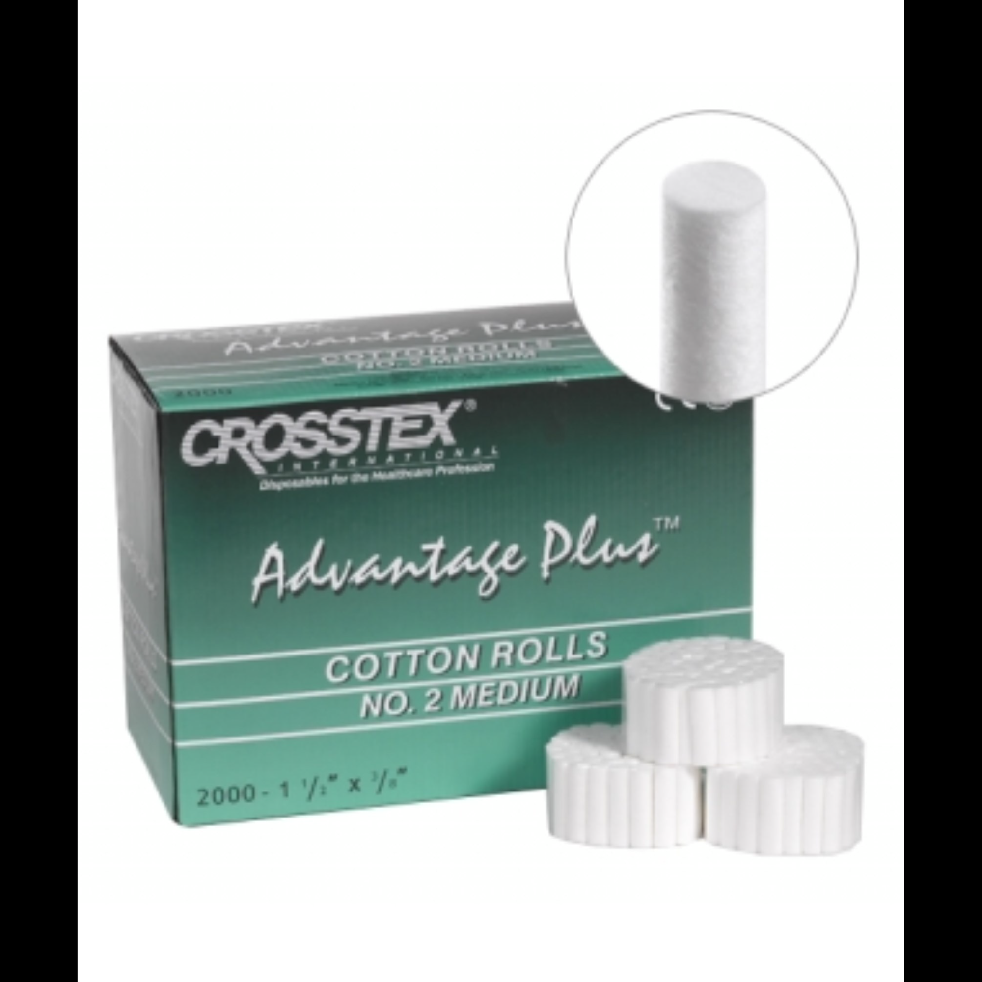 Advantage Plus Cotton Rolls, Non-Sterile, # 2, Medium, 1.50 x 0.375