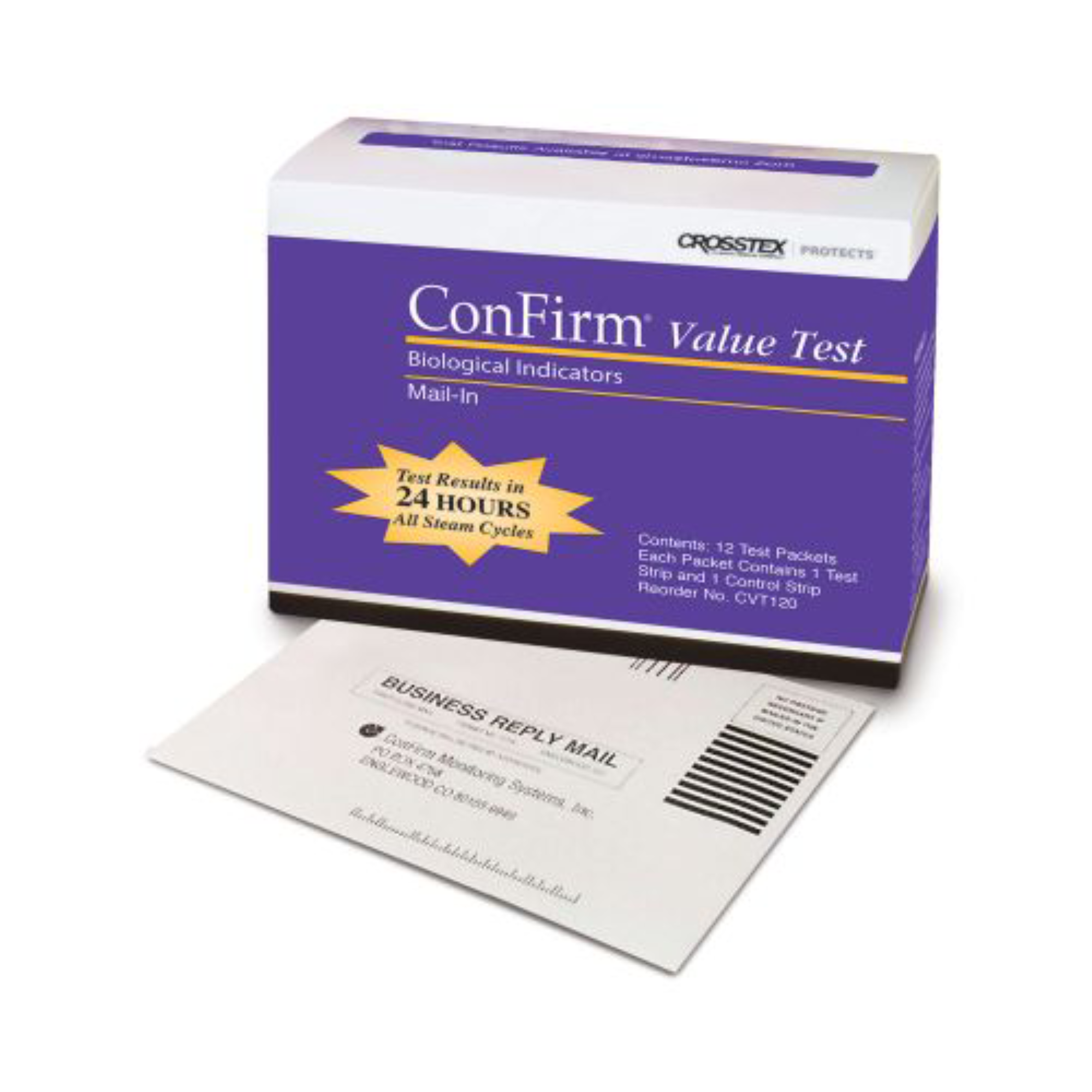 ConFirm Sterilizer Monitor, Mail-In Value Test, 2 Strip Test, 12/Pk, CVT120