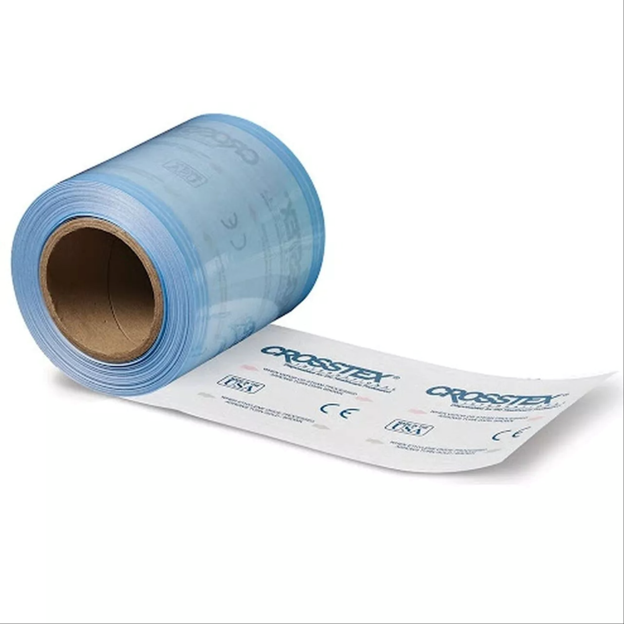 Sani-Roll Paper/Plastic Tubing, 2 in x 100 ft, White/Blue, 1/Pk, SCT2