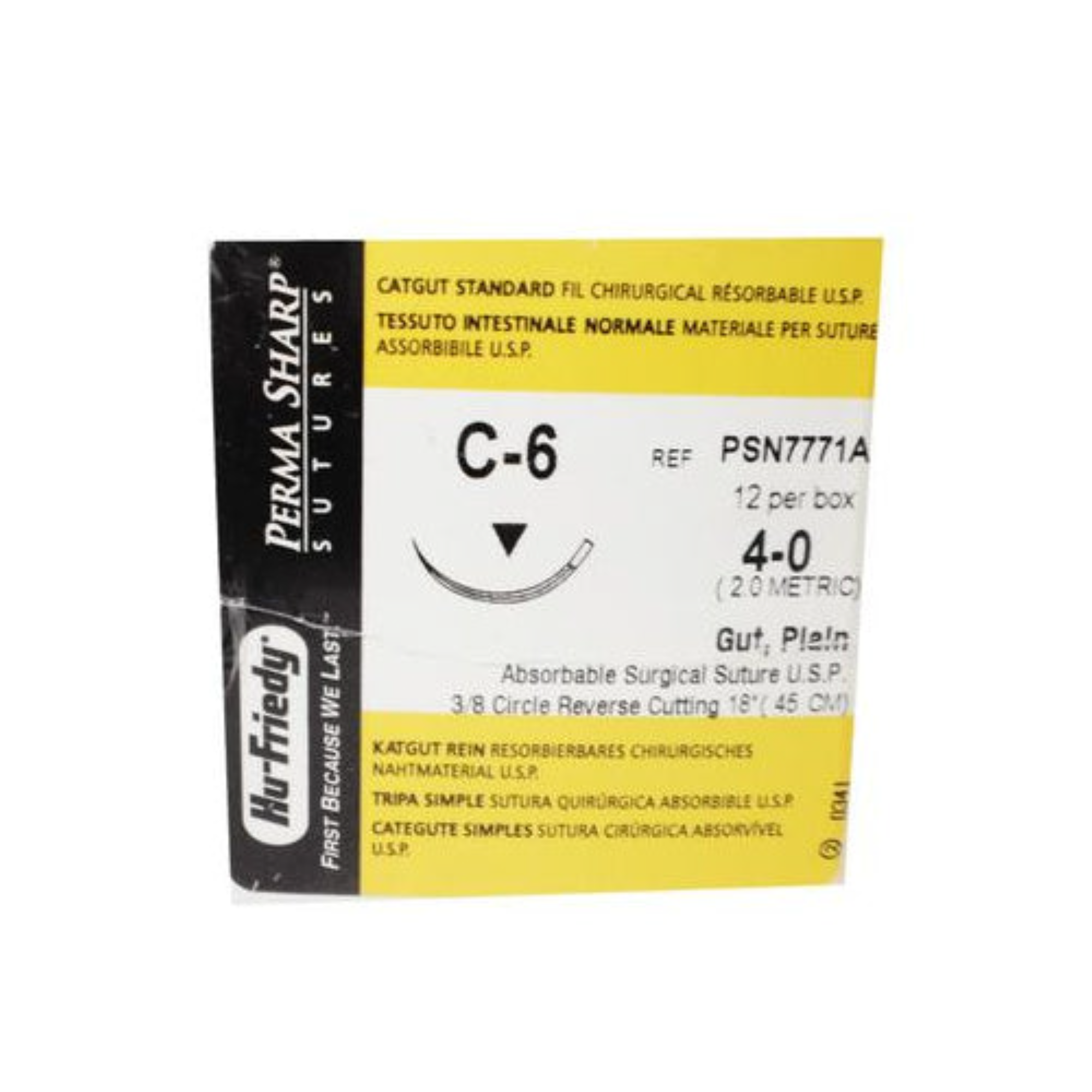 Perma Sharp Suture, Plain Gut, Absorbable, C-6, 4-0, 18