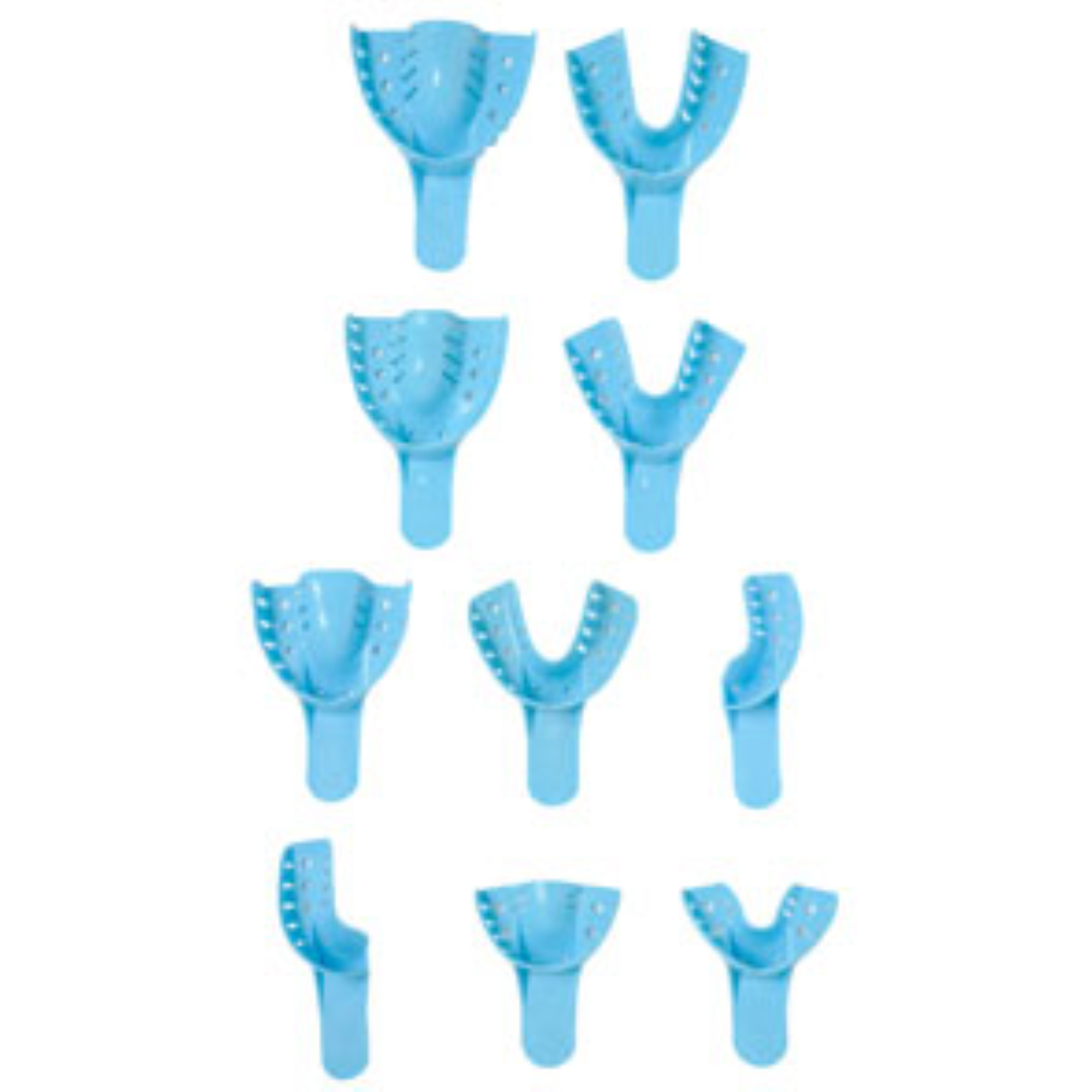 Defend - #4 Medium Lower Perforated Plastic Impression Trays, Blue. Bag of 12, IT7004