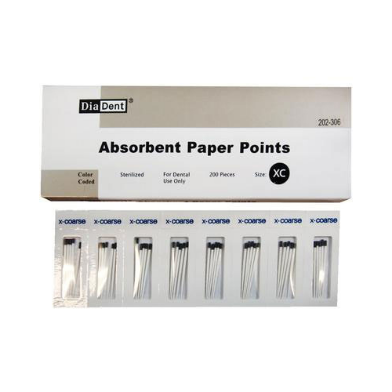 Paper Points, Accessory Sizes, Non-Marked, PP Cell Pack, X-Coarse, 200/Pk, 202-306
