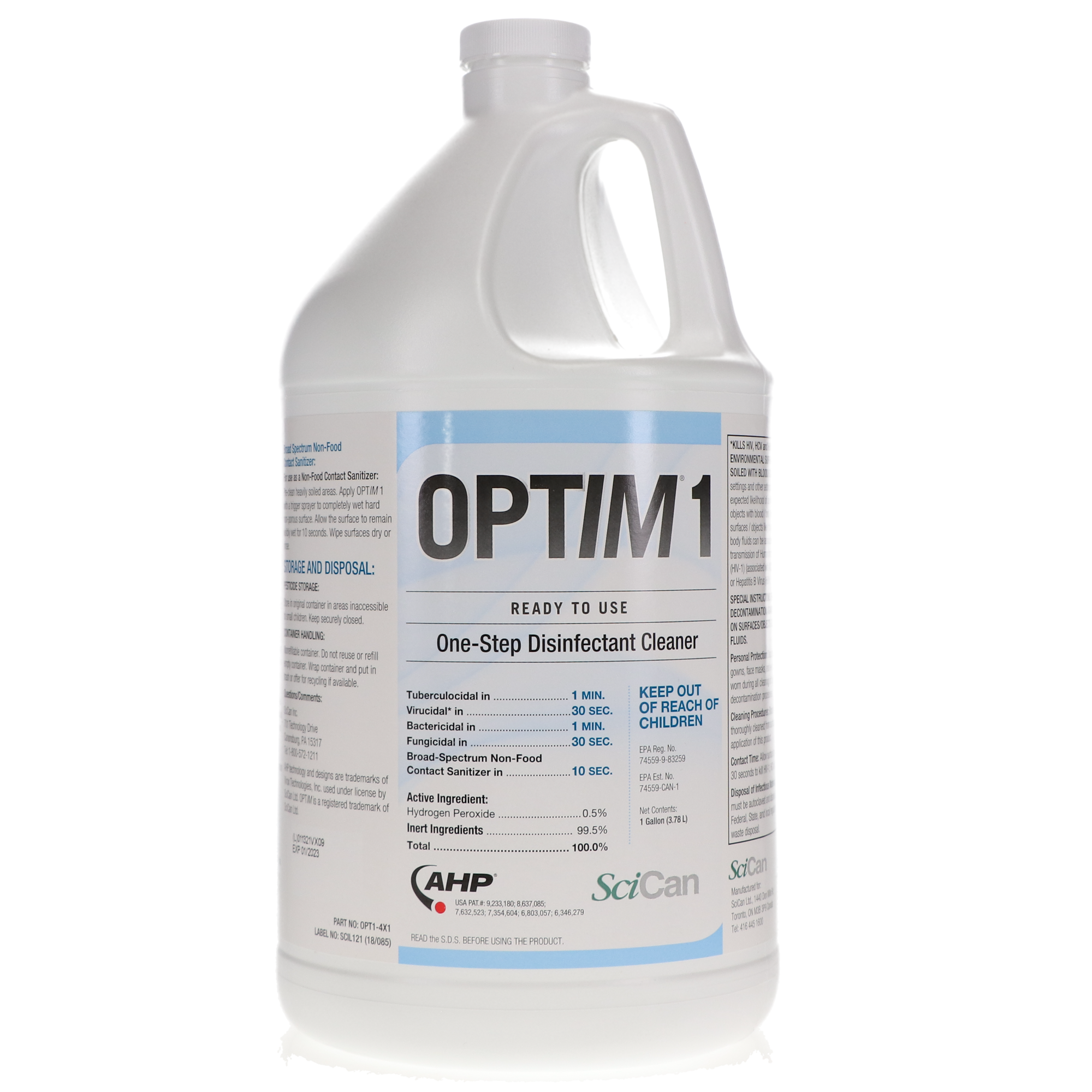 Optim 1, Disinfectant Liquid, 4 L Bottle, Unscented, 1/Pk, SCI14X4