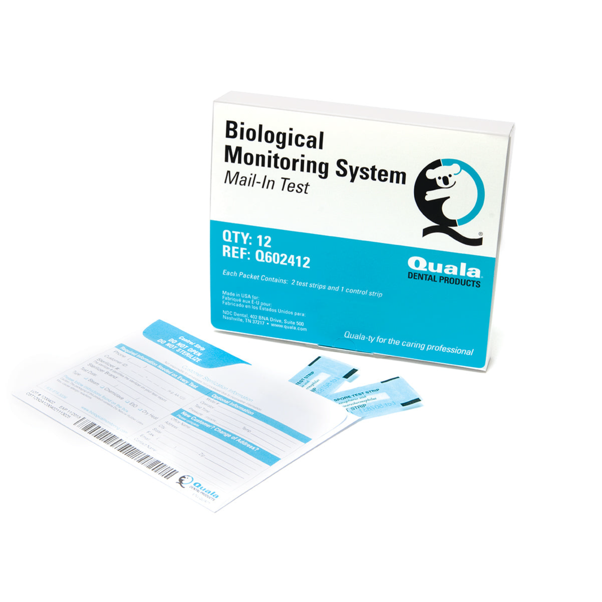 Biological Monitoring Mail-In, 2 test strips, 1 control strip, Pre-paid postage included, 12 Tests/Pk