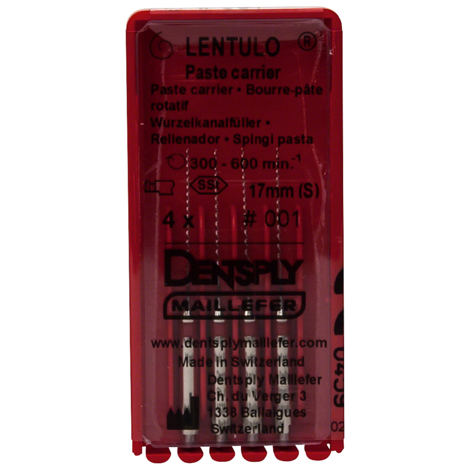 Lentulo Stainless Steel Spiral Fillers, RA, 17 mm, # 1, Red, 4/Pk