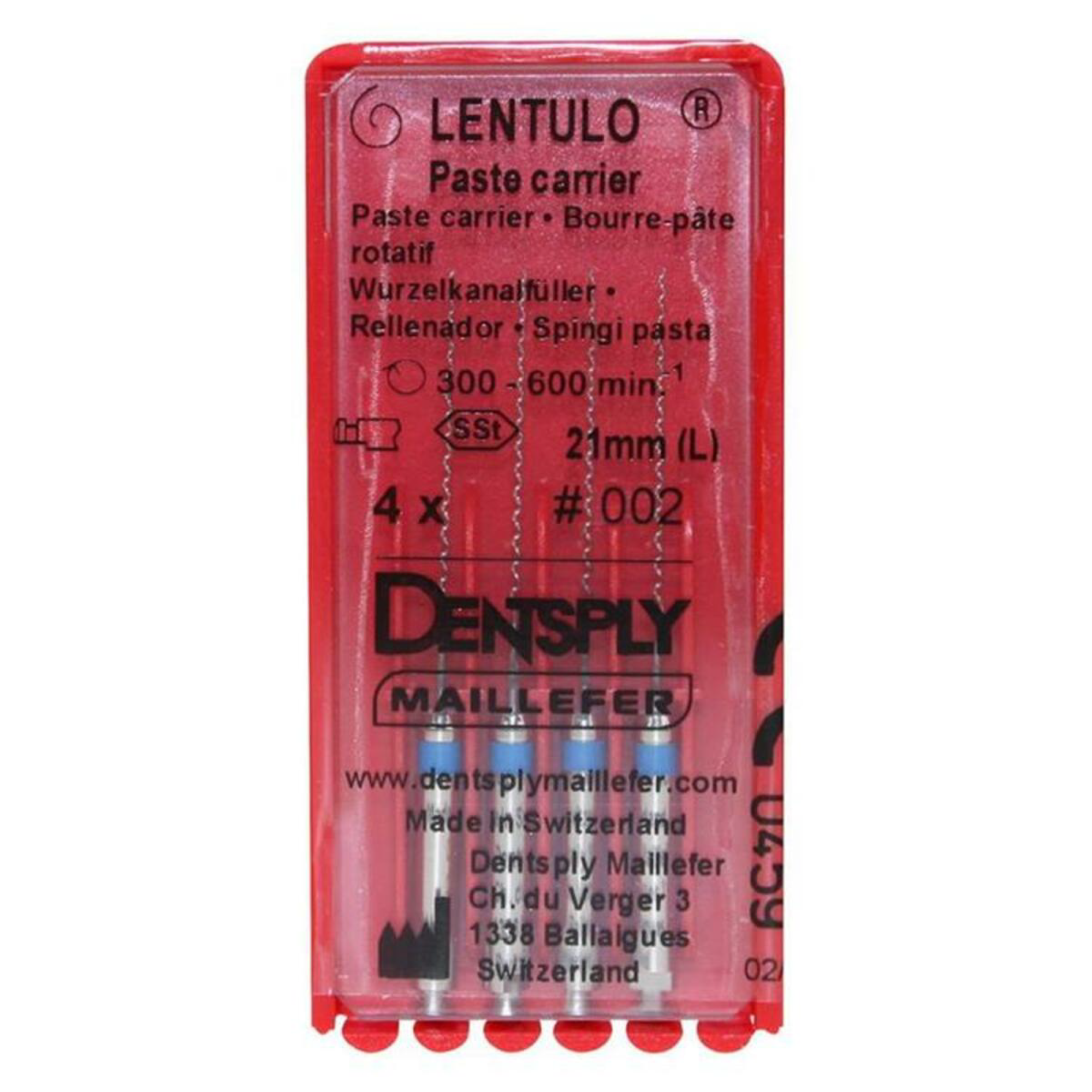 Lentulo Stainless Steel Spiral Fillers, RA, 21 mm, # 2, Blue, 4/Pk