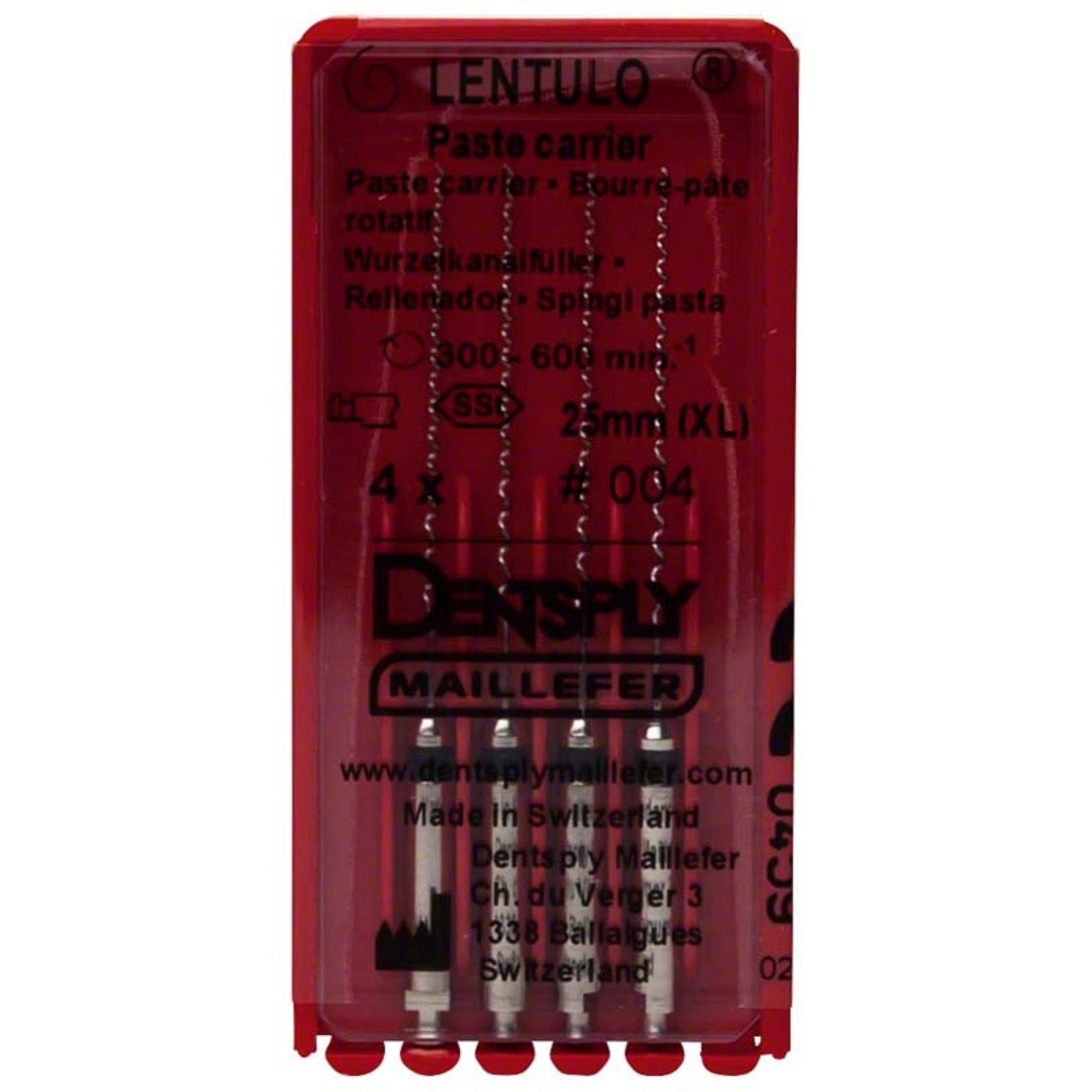 Lentulo Stainless Steel Spiral Fillers, RA, 25 mm, # 4, Black, 4/Pk