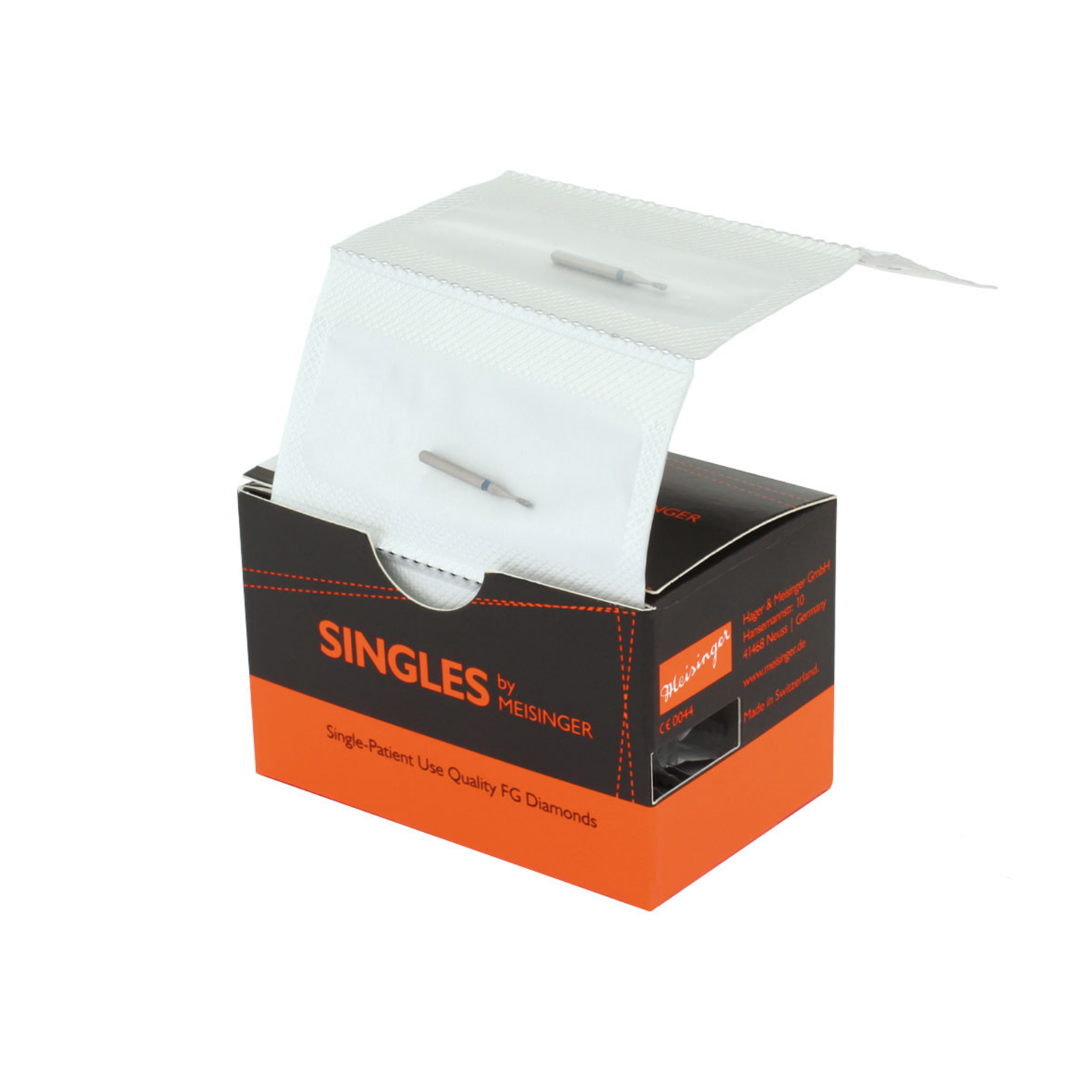 Meisinger Single-Use Sterile Diamond Burs, FG, Depth Cutter, # 6005M, 2.6 mm, Medium, Blue, 25/Pk, 6005M