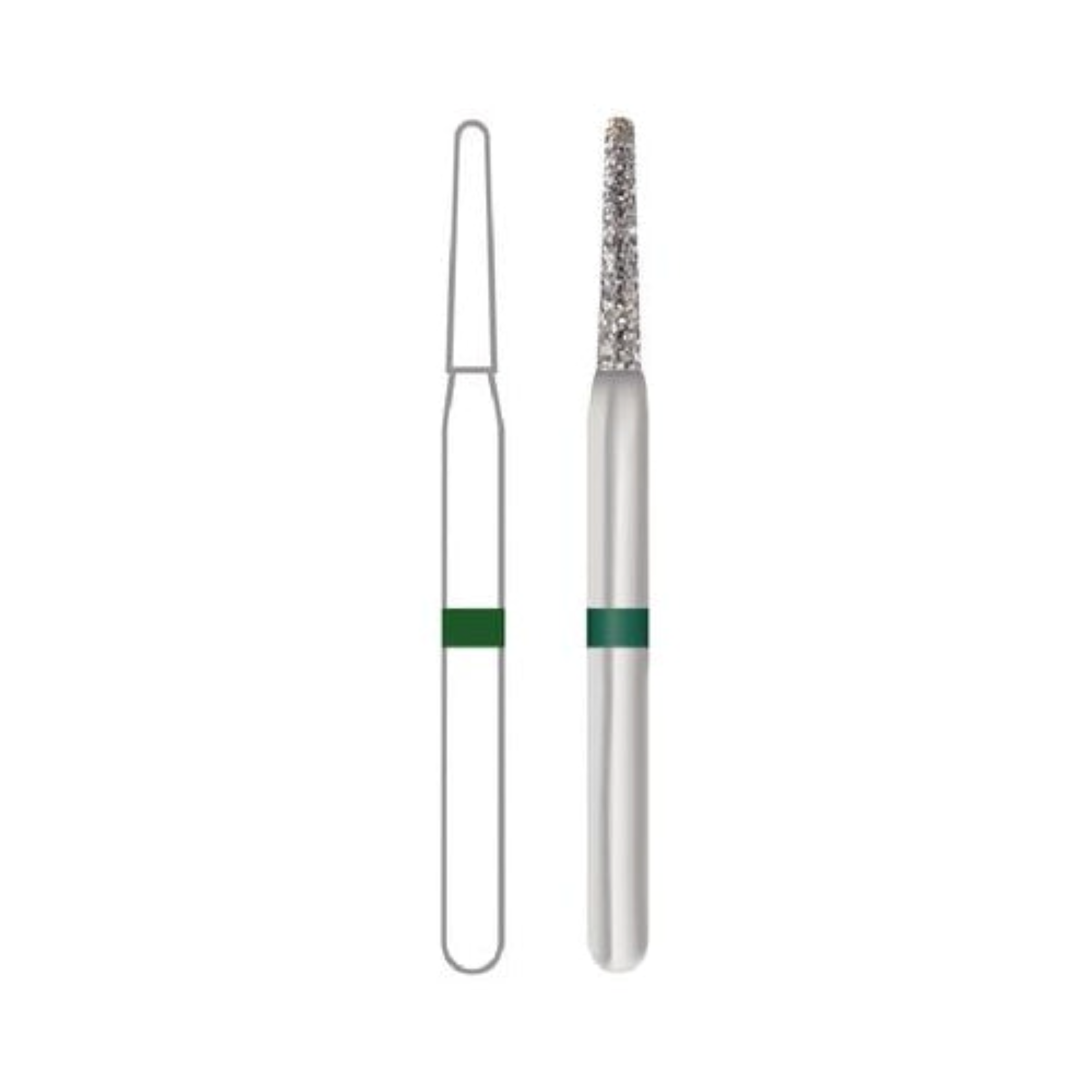 Midwest Multi-Use Diamond Burs, FG, Round End Taper, # 856, 1.2 mm, Coarse, Green, 5/Pk