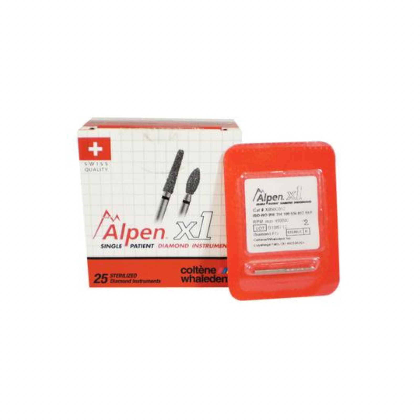 Alpen x1 Sterile Single-Use Diamond Burs, FG, Flame, # 859, 1.4 mm, Medium, Gray, 25/Pk, X859M014