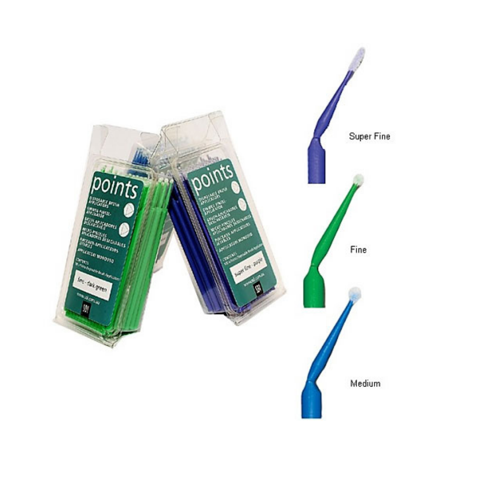 Points Disposable Brush Applicators, Superfine, Purple, 400/Pk