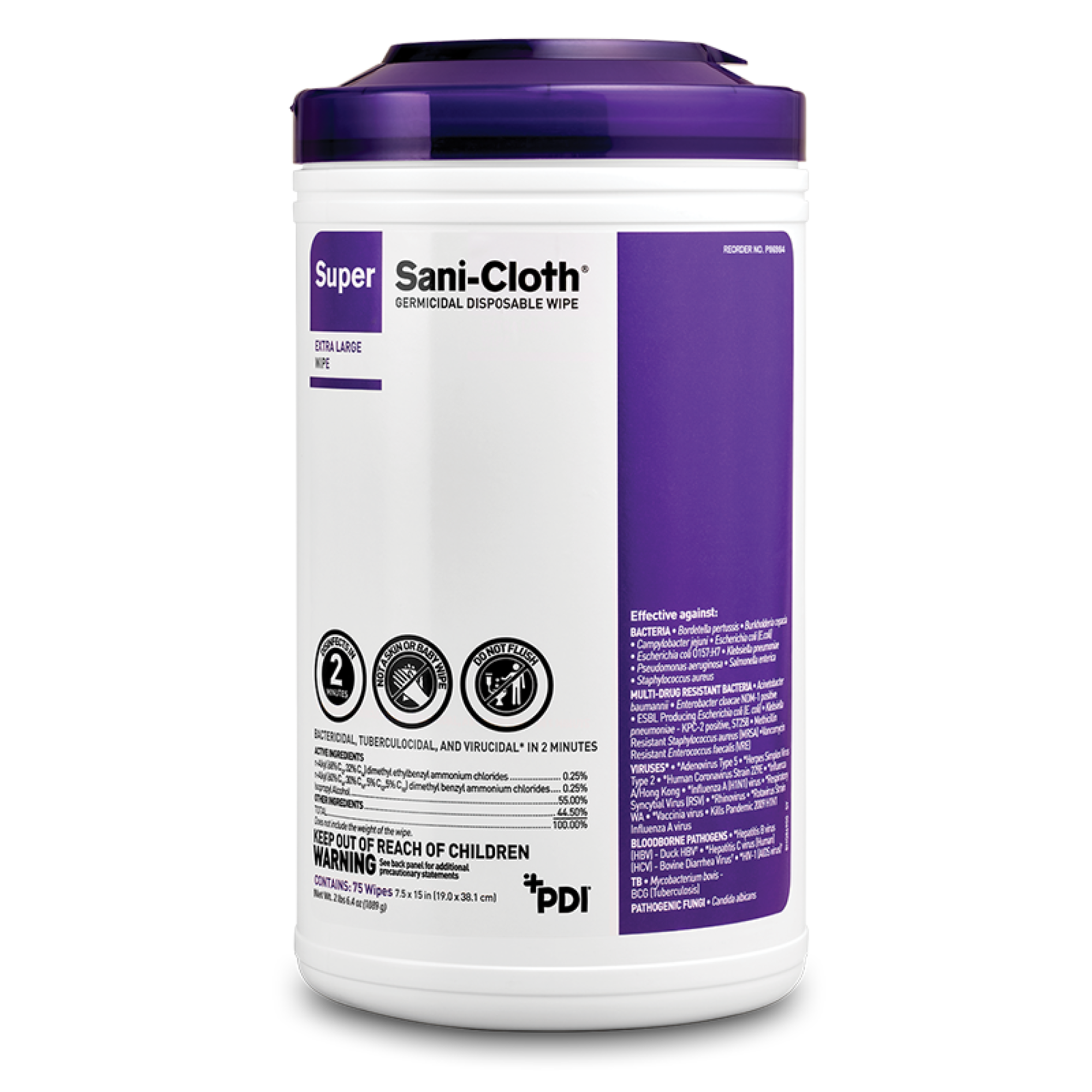 PDI - Super Sani-Cloth Germicidal Disposable Wipes X-Large 75/Can