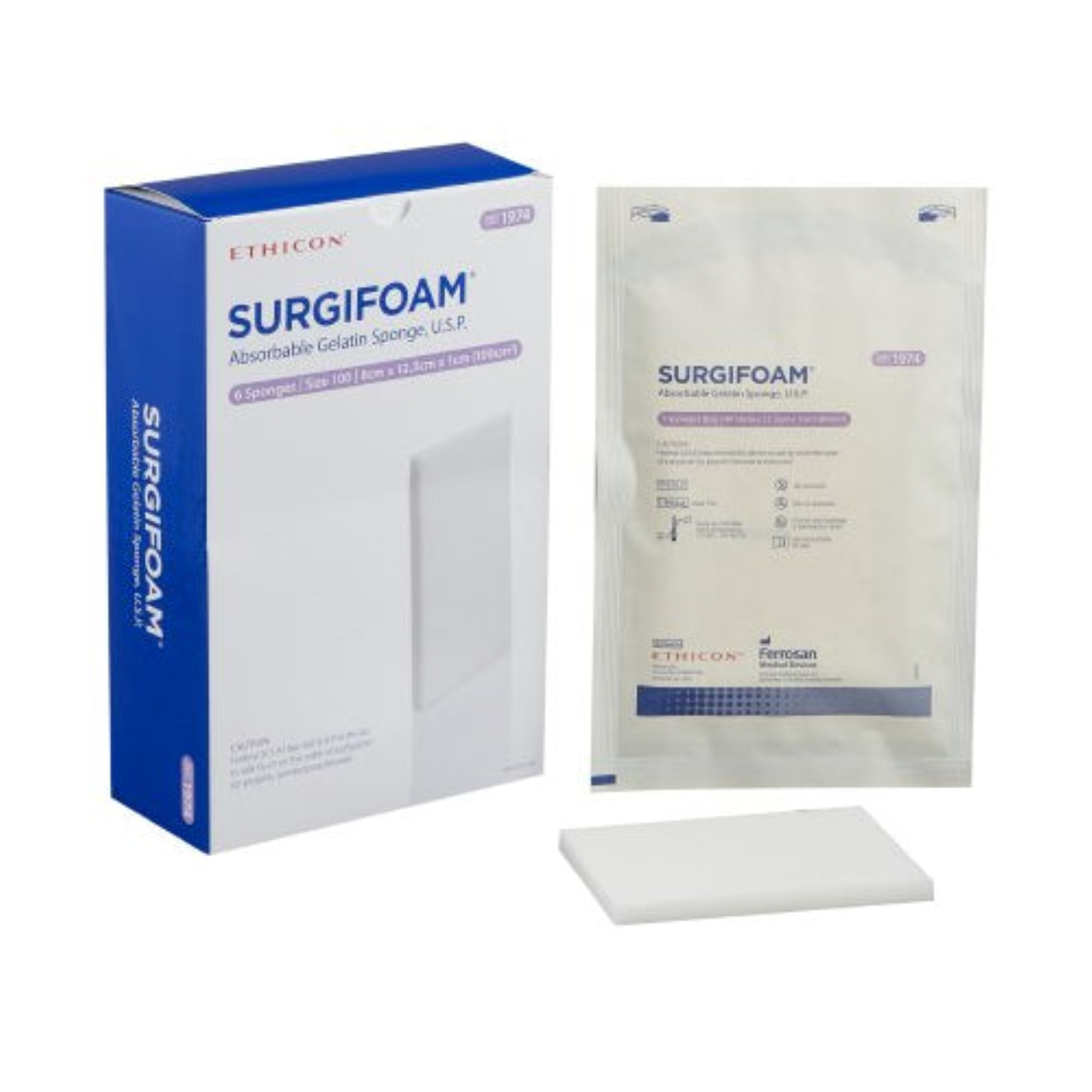 J&J Ethicon - Surgifoam Gelatin Sponge 8x12.5x10cm 6/Bx, 1974
