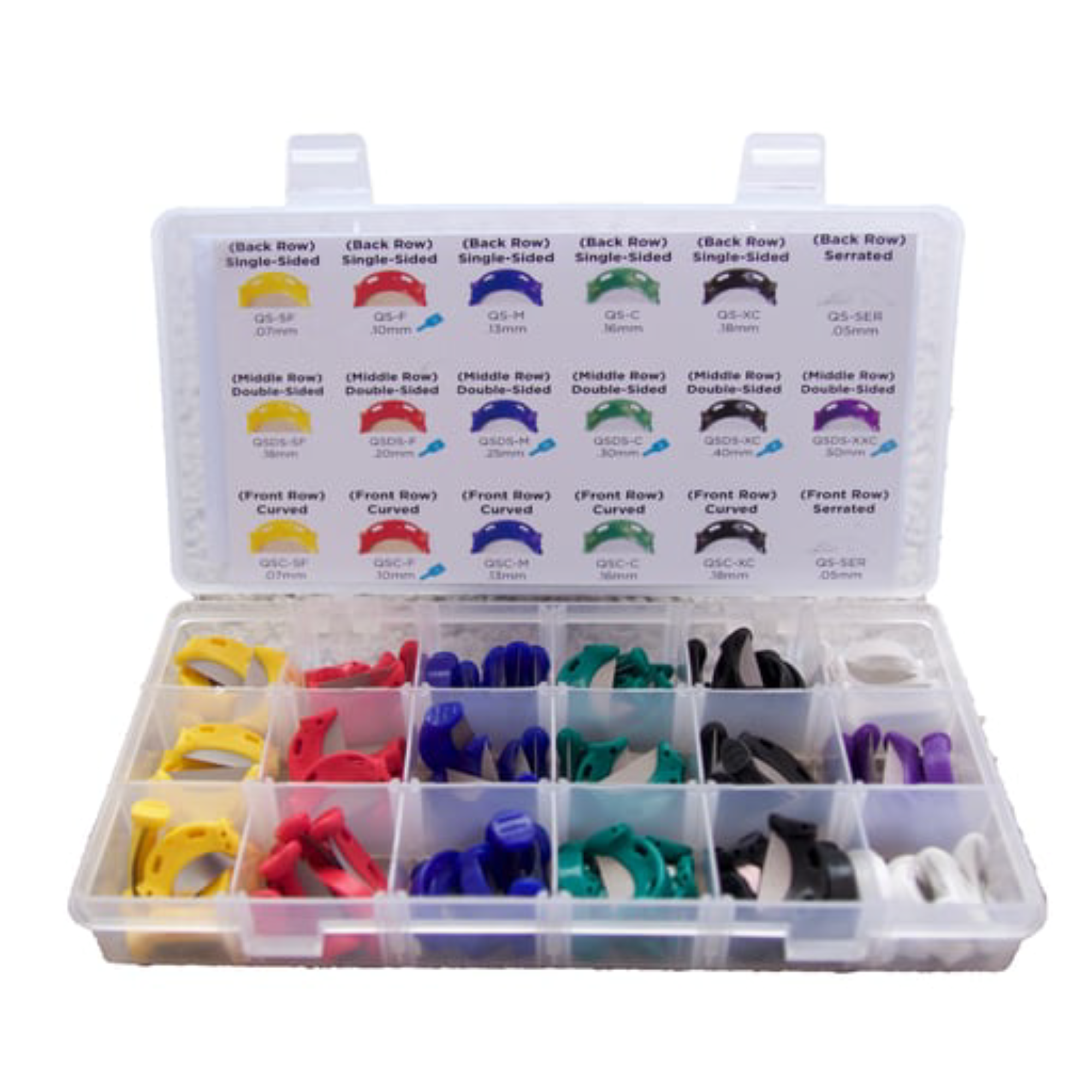 Qwikstrip, Ultimate IPR, 5 of Each Single Sided, 5 of Each Double Sided, 5 of Each Curved, 10 Serrated Strips, 90/Pack, QS-ULT 90