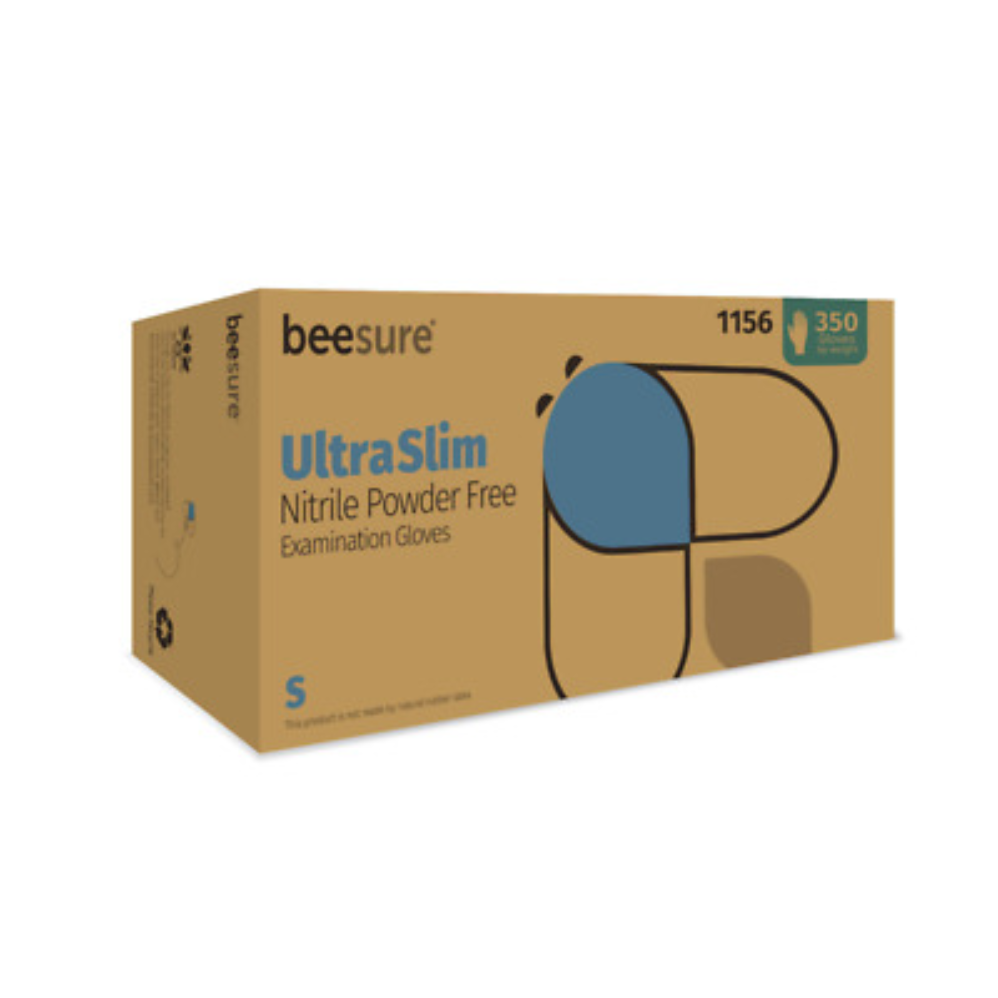 BeeSure UltraSlim Nitrile Gloves 350/Box Small, BE1156