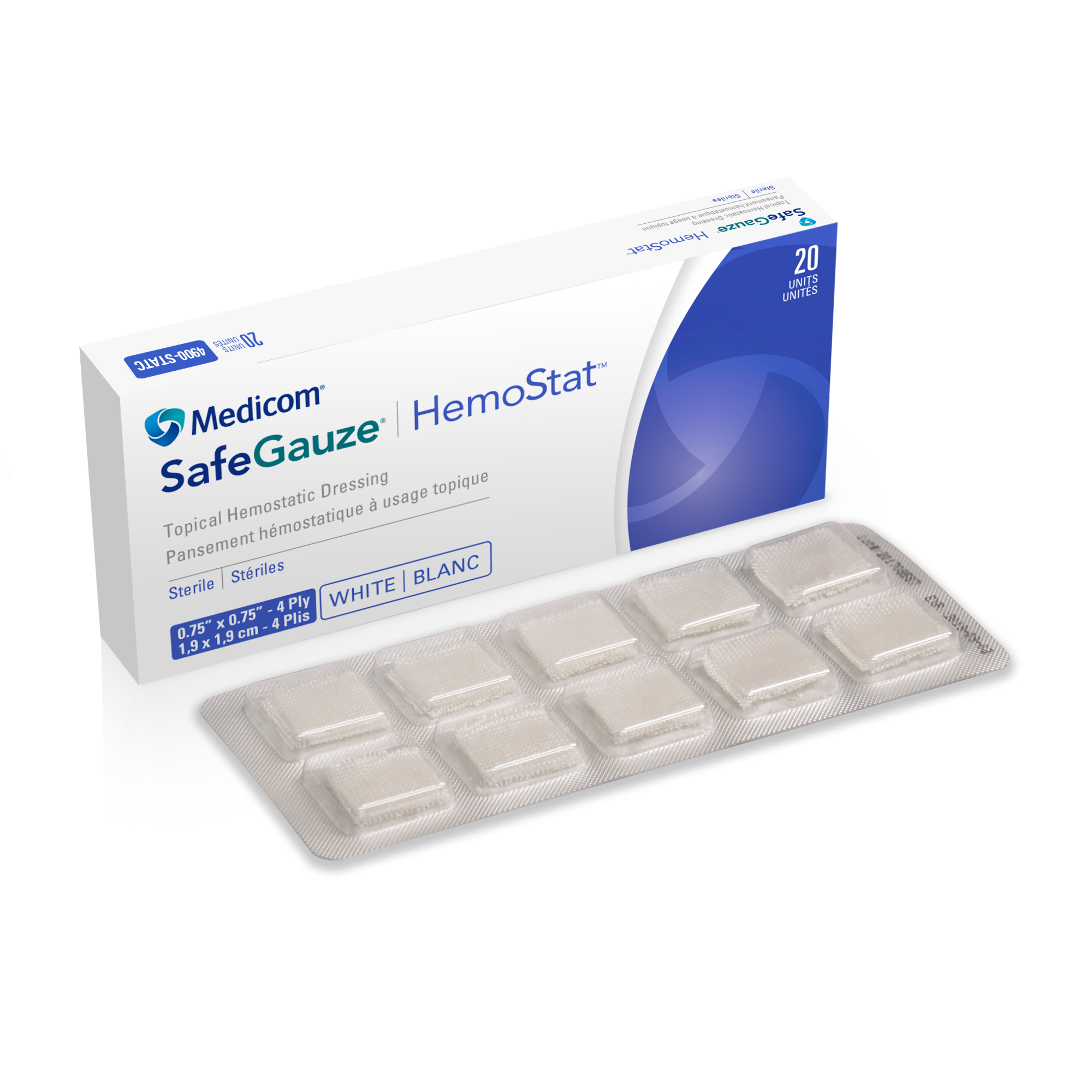 SafeGauze HemoStat Topical Hemostatic Dressing 20/Pk