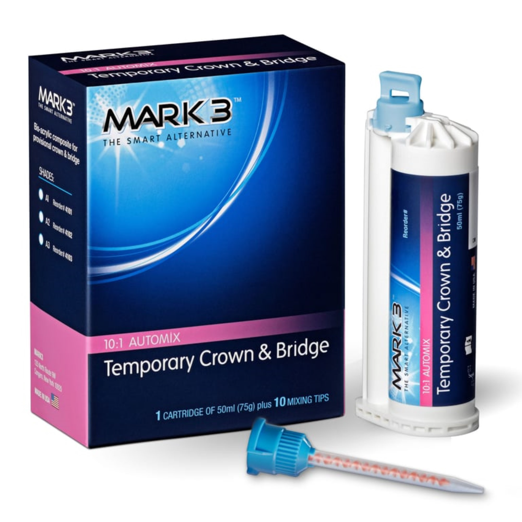 Temporary Crown & Bridge, A2, 10:1,  50ML, Cartridge (75gm.) & 10 Tips, 4102