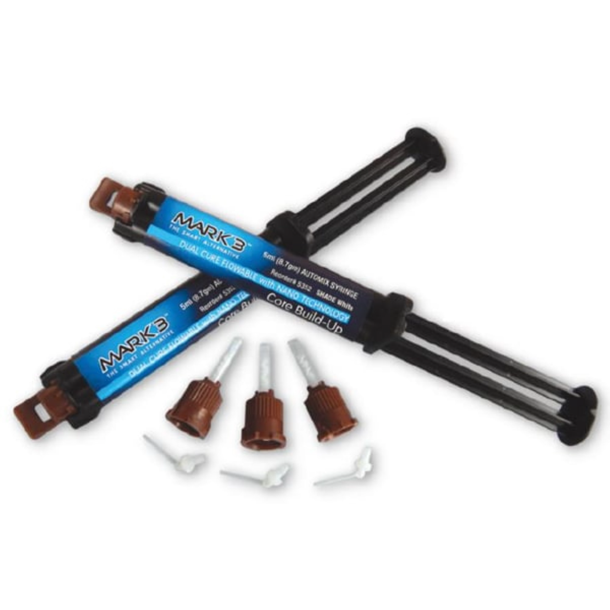 Core Build Up White Automix Syringe, 5ML, 2/bx + 10 Mixing Tips & Intra-Oral Tips, 5352