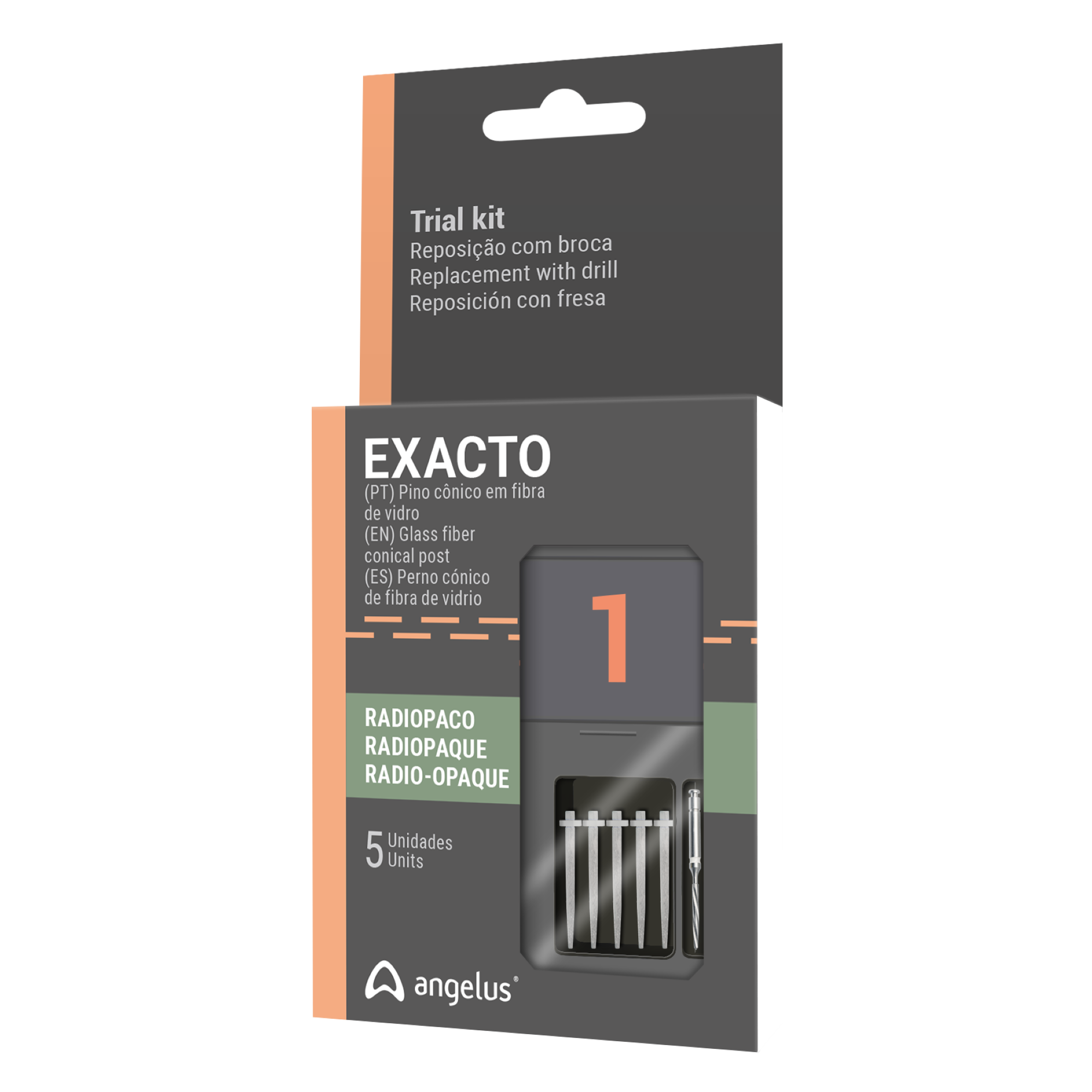 Angelus - Exacto Translucent Posts Trial Kit #1. 5 Posts & 1 Bur