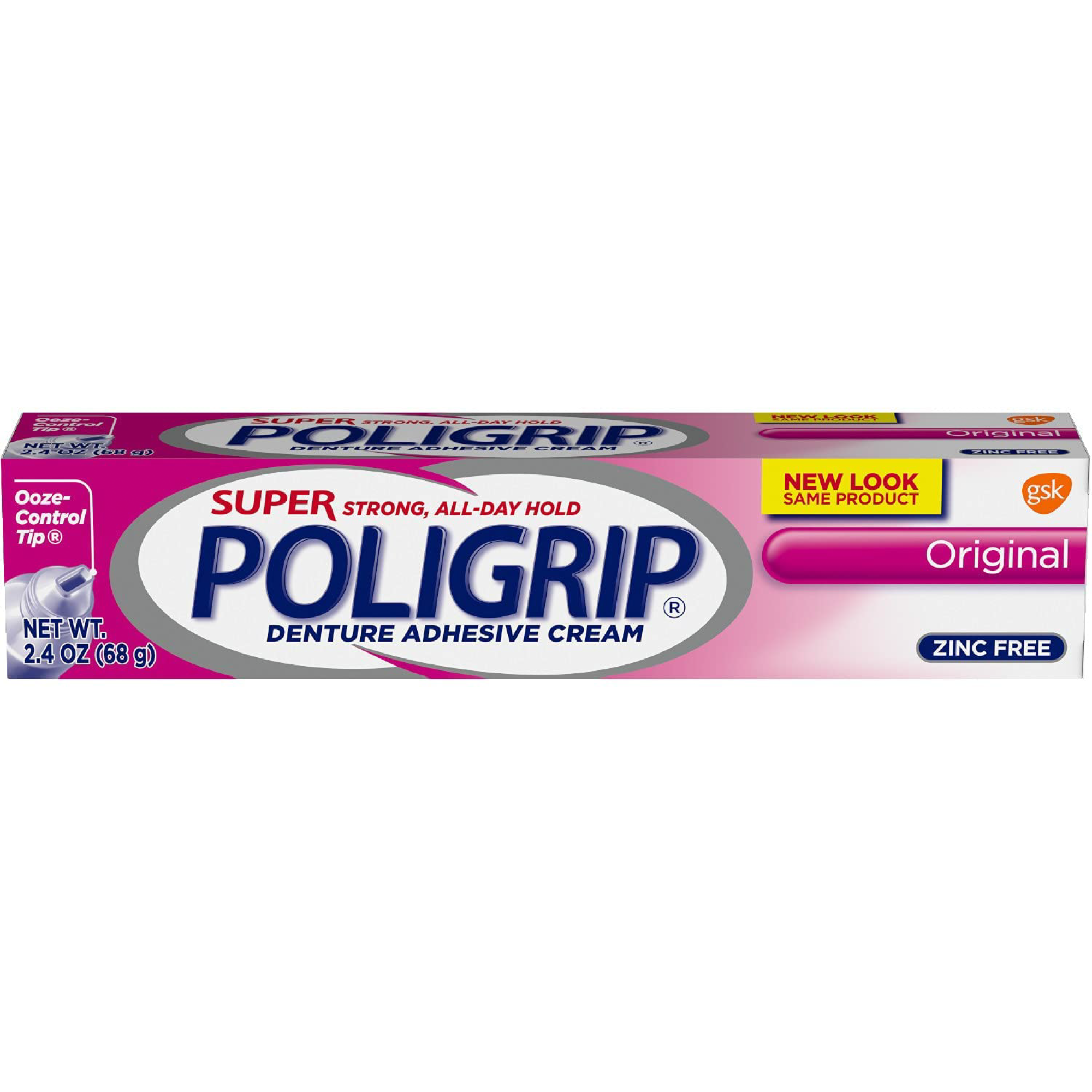 Super Poligrip? Original Denture Adhesive Cream, 2.4 oz. tube, 6/pkg, 4 pkg/cs (24 tubes total)