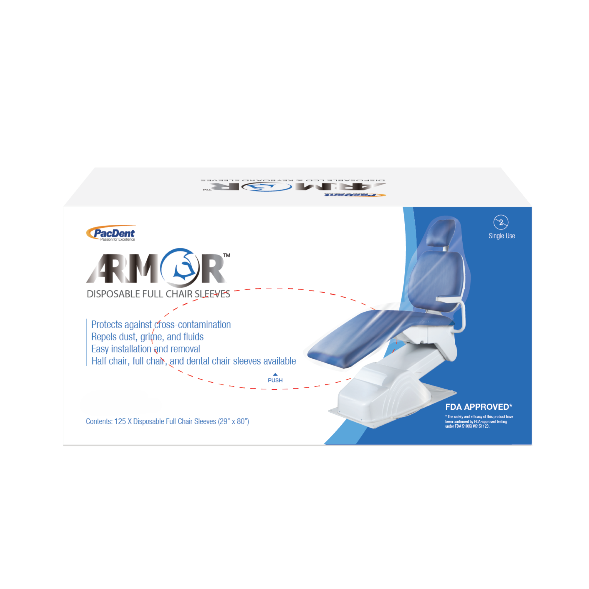 Armor Slip & Grip Full Chair Sleeves, Clear Plastic, 48