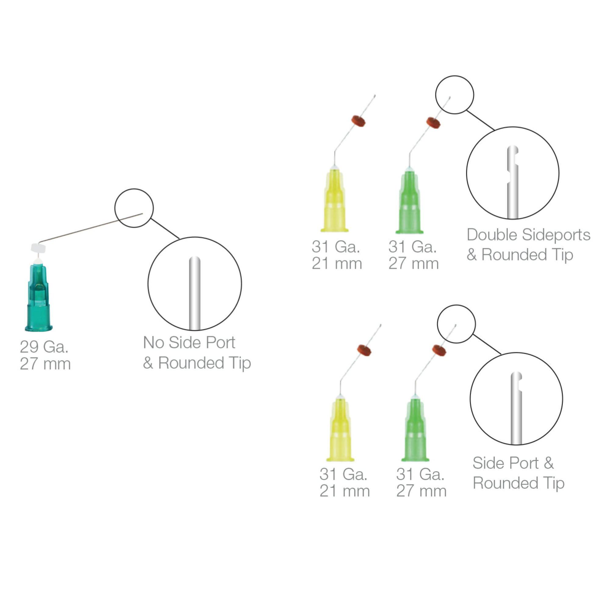 OptiProbe, Endo Irrigation Needles, with Syringe Side-Vent, 27 Ga, 21 mm, Yellow, 50/Pk, 217-50