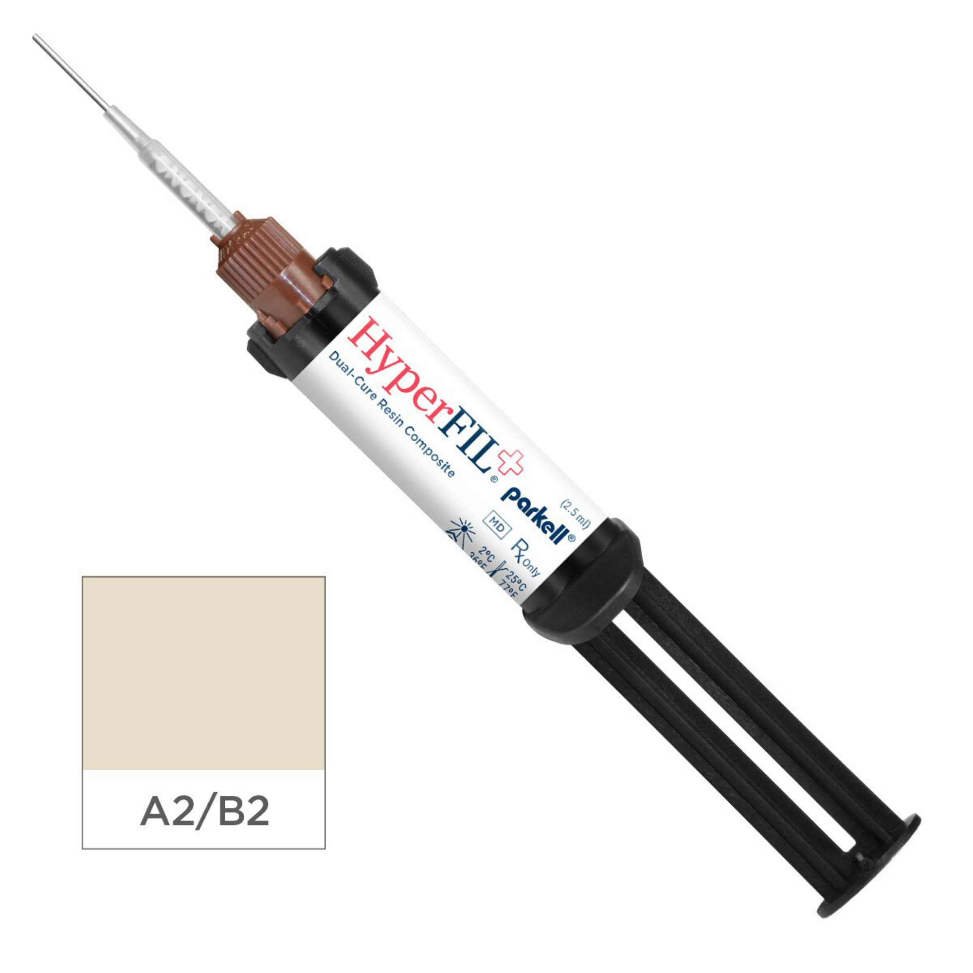HyperFIL + Syringe kit, Contains 2.5 ml Syringe (1x), Plunger (1x), 19 Ga Applicator Tips (6x), Shade A2/B2, S235 (Discontinued)