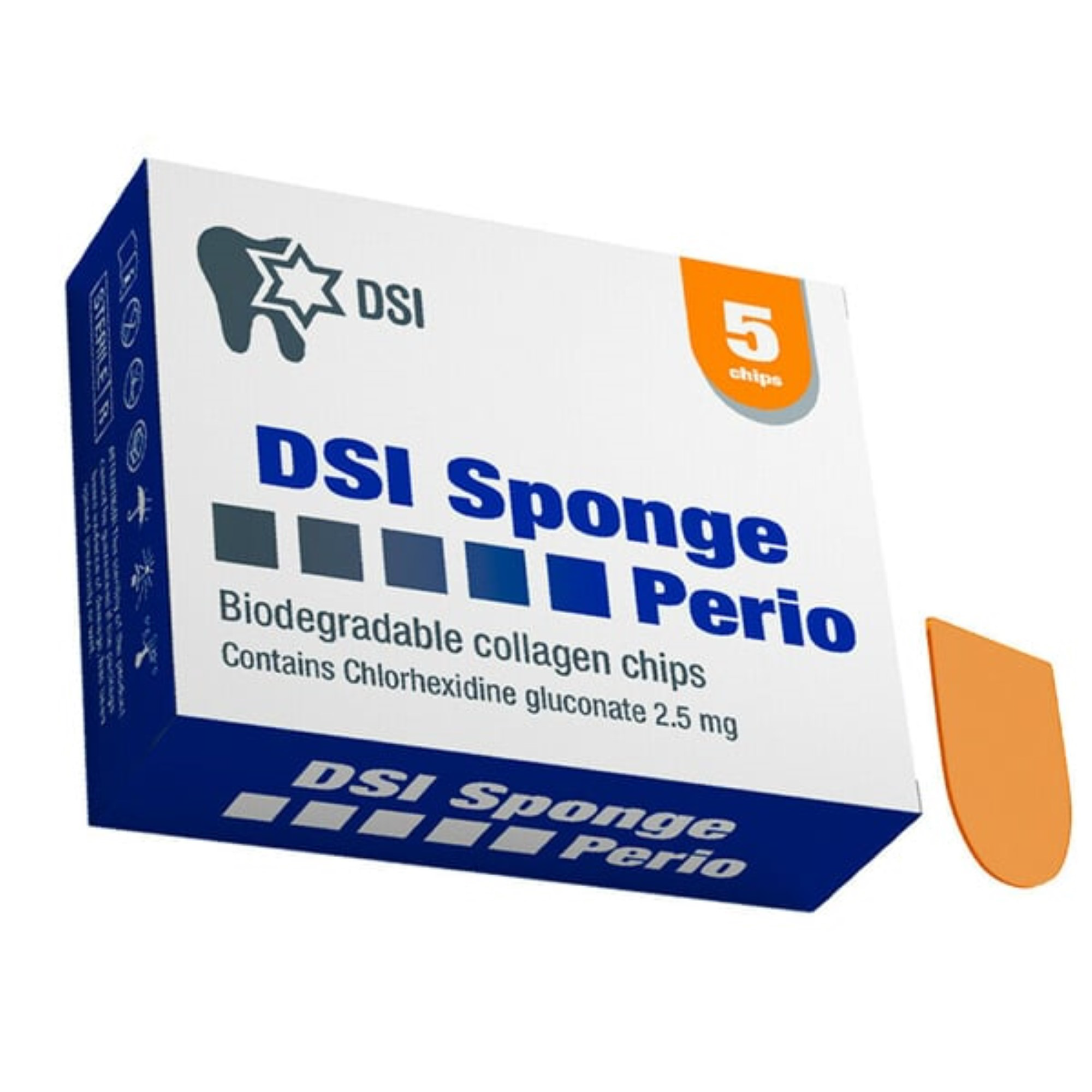 Sponge Perio Biodegradable Collagen Chips, 2.5Mg, CHG Gluconate, 5/Pk, DSP-PRO