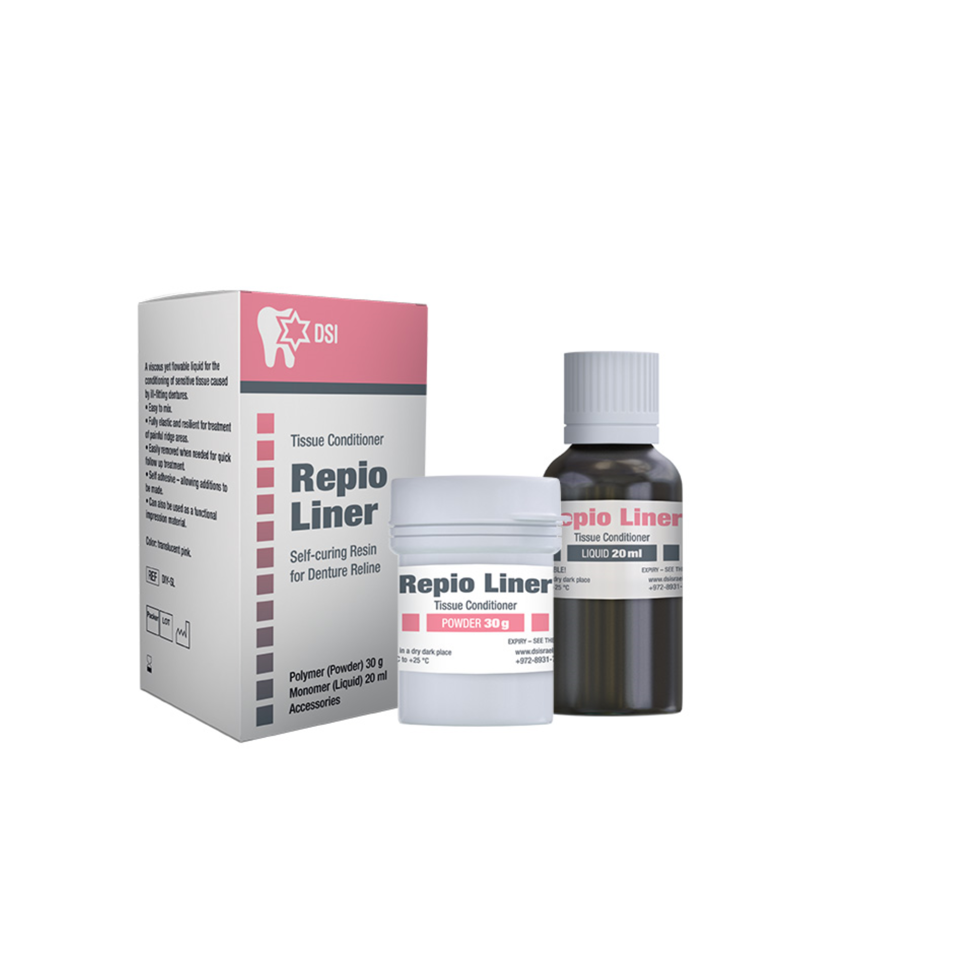 Repio Sofy Liner & Tissue Conditioner Kit: 30G Powder Polymer 20Ml Liquid Monomer, DIY-SL