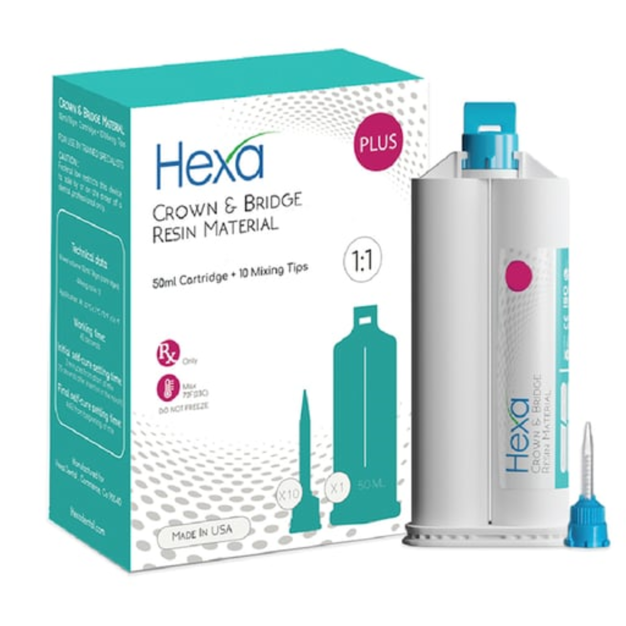 Hexa Temp Crown & Bridge Resin Material Self Cure 1:1 Ratio Shade A3 1X 50 Ml 76 G Cartridge, HT-2003