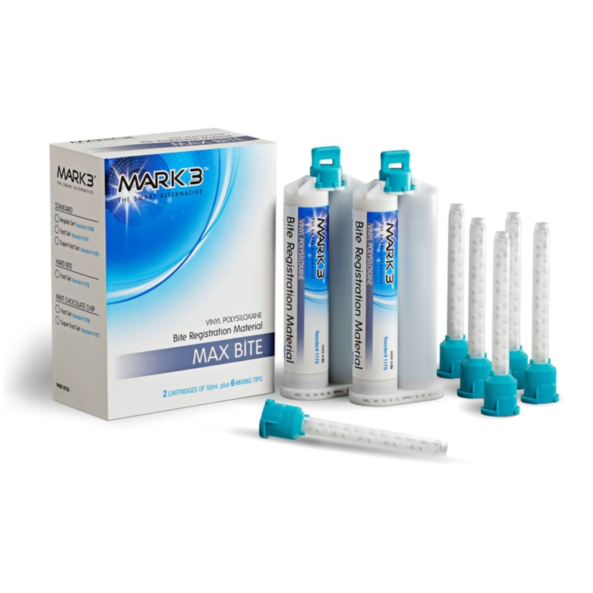 MAX BITE Bite Registration Mint Chocolate Chip Super Fast 2/bx. + 6 Mixing Tips, 1177