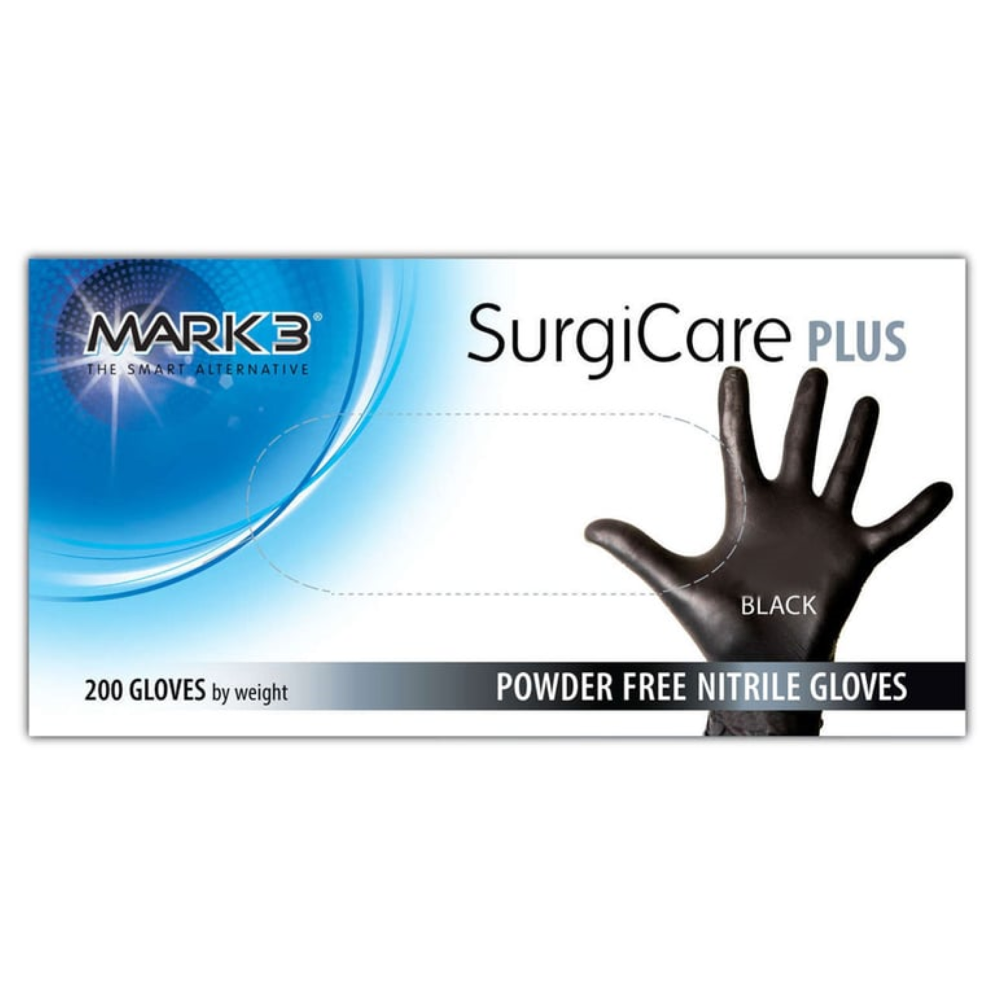 Surgicare Plus Black Powder-Free Nitrile Exam Gloves Medium 200/box, 1922