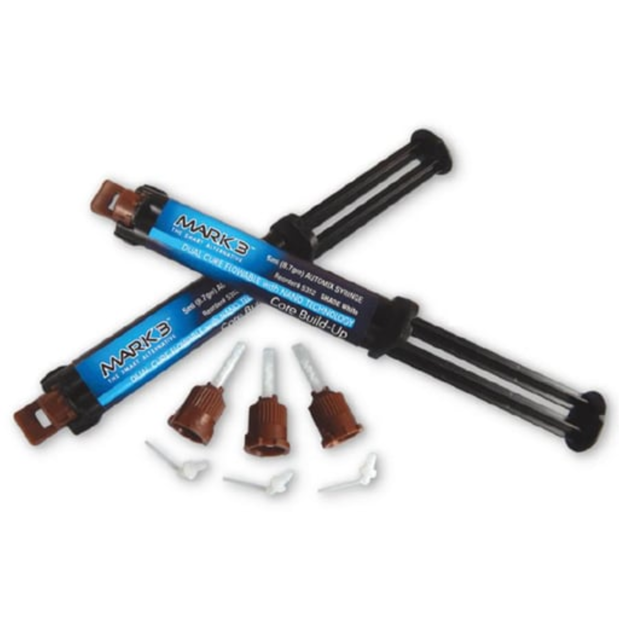 Core Build Up Blue Automix Syringe 5ml. 2/bx. + 10 Mixing Tips & Intra-Oral Tips, 5351