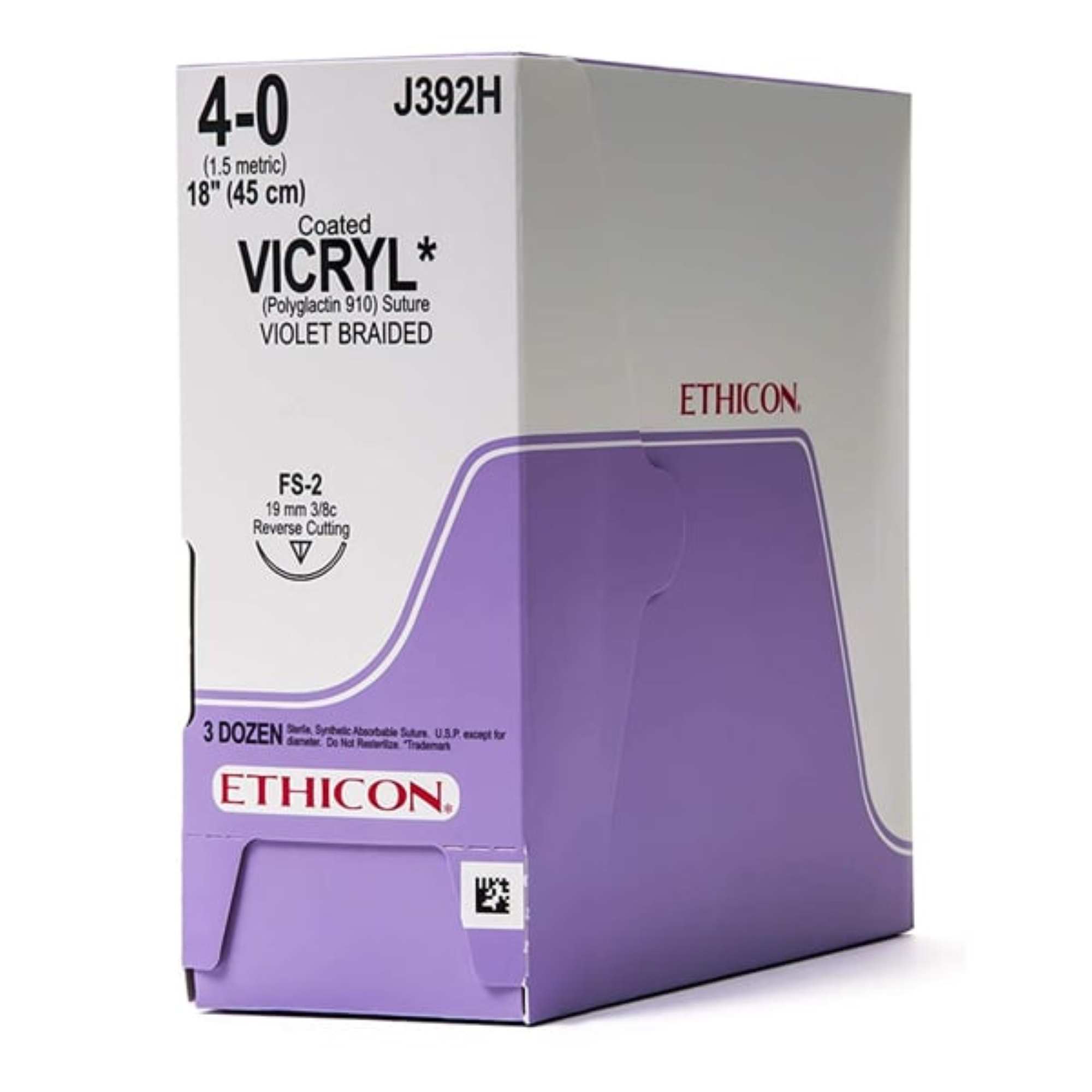 Suture Vicryl Plus Violet FS-2 4/0 18'' 36/Bx, VCP392H
