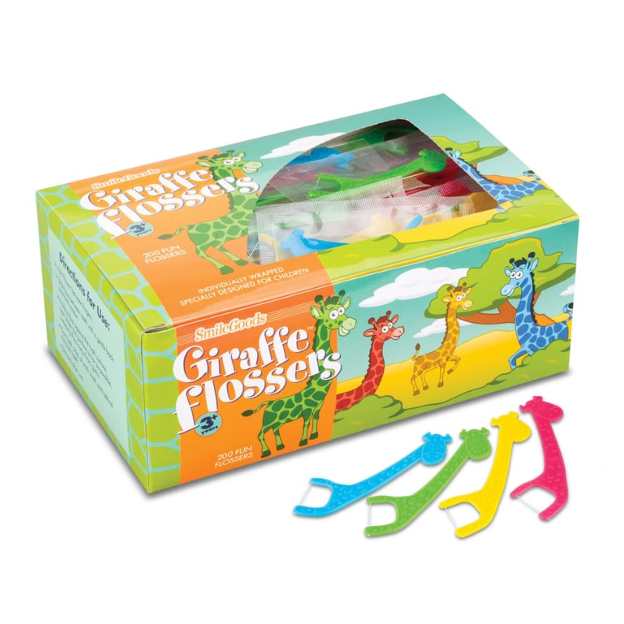 Smilegoods Giraffe Flossers Assorted Bright Colors 2-7/8