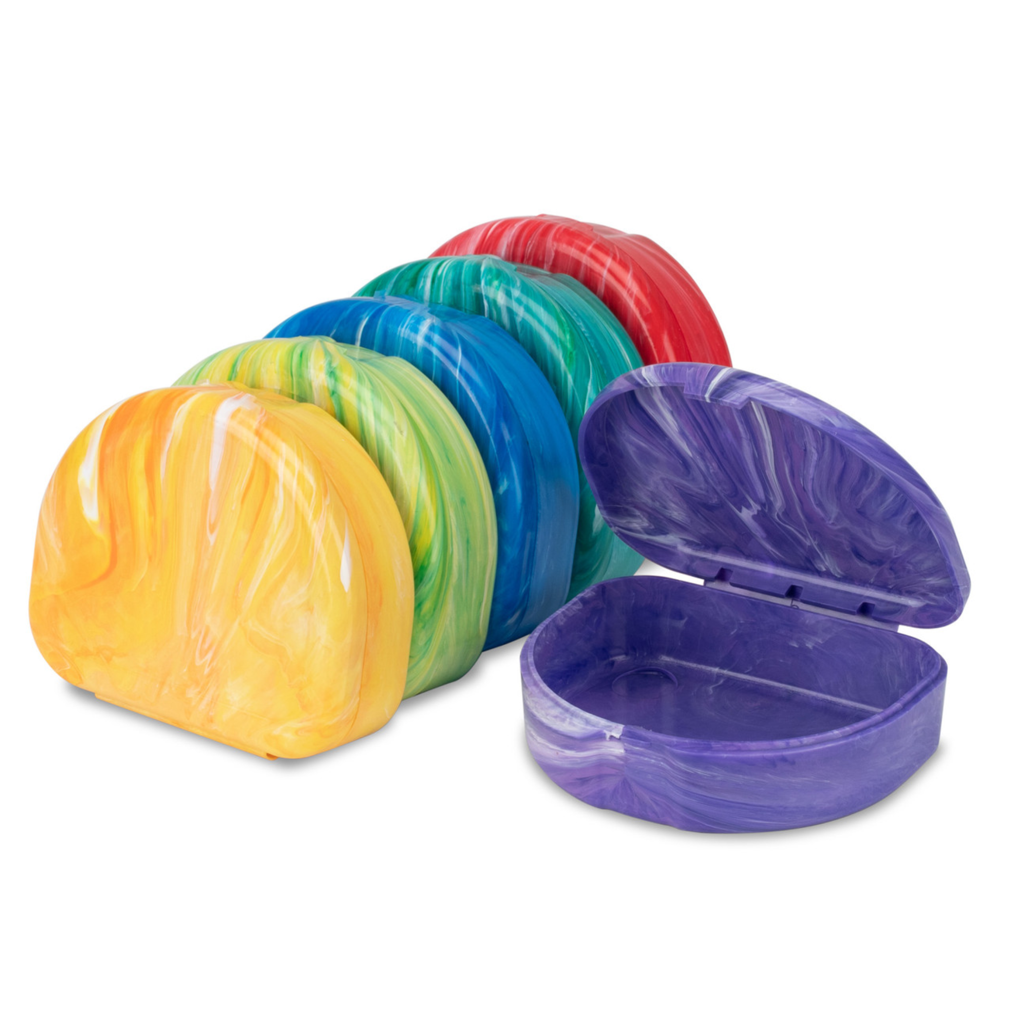 Marble-Colored Retainer Cases Hinged Plastic Non-Vented 24/pack 7/8