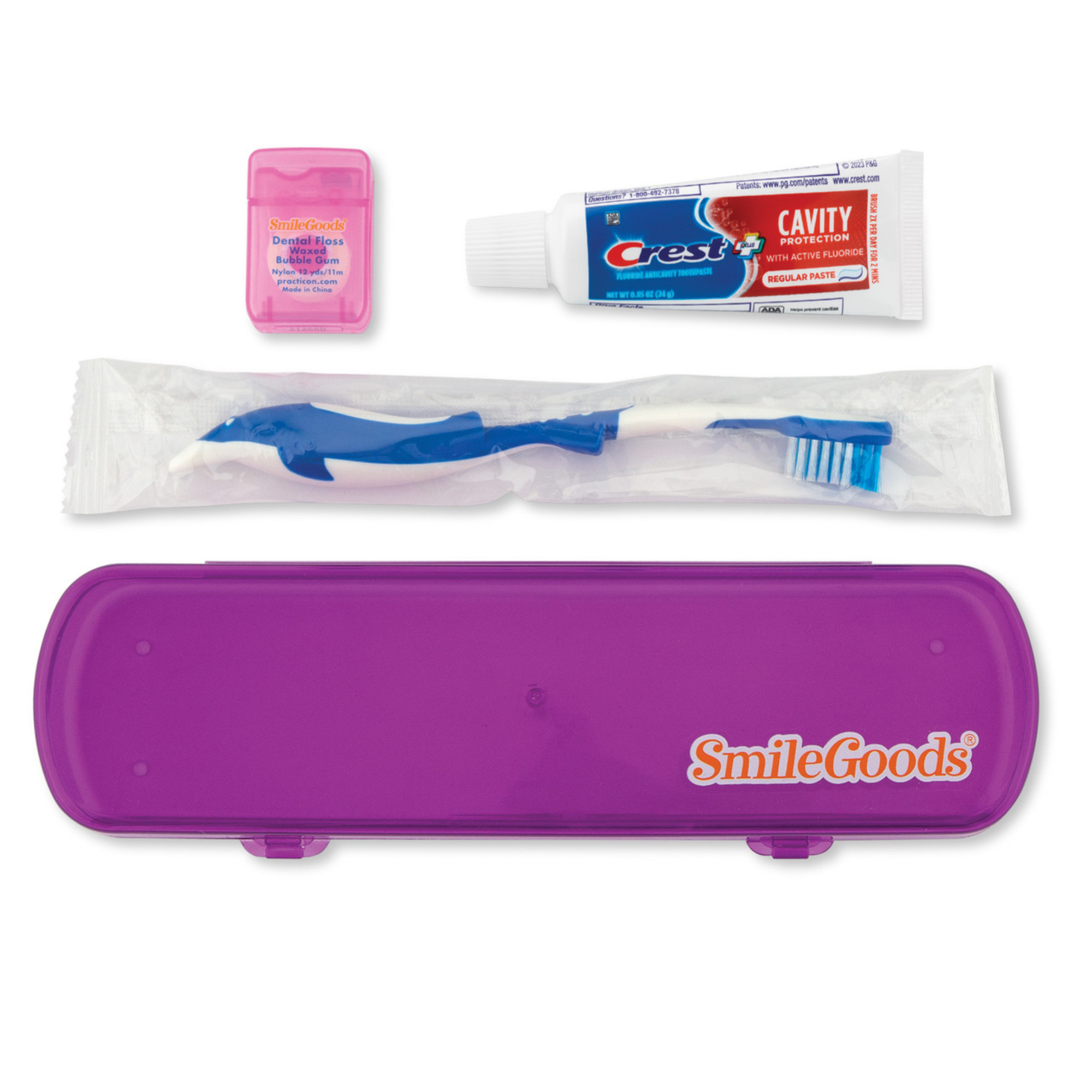 Smilegoods Child Patient Care Cases 72 Pre Filled Cases Per Box. Hinged Hard Plastic, 101780