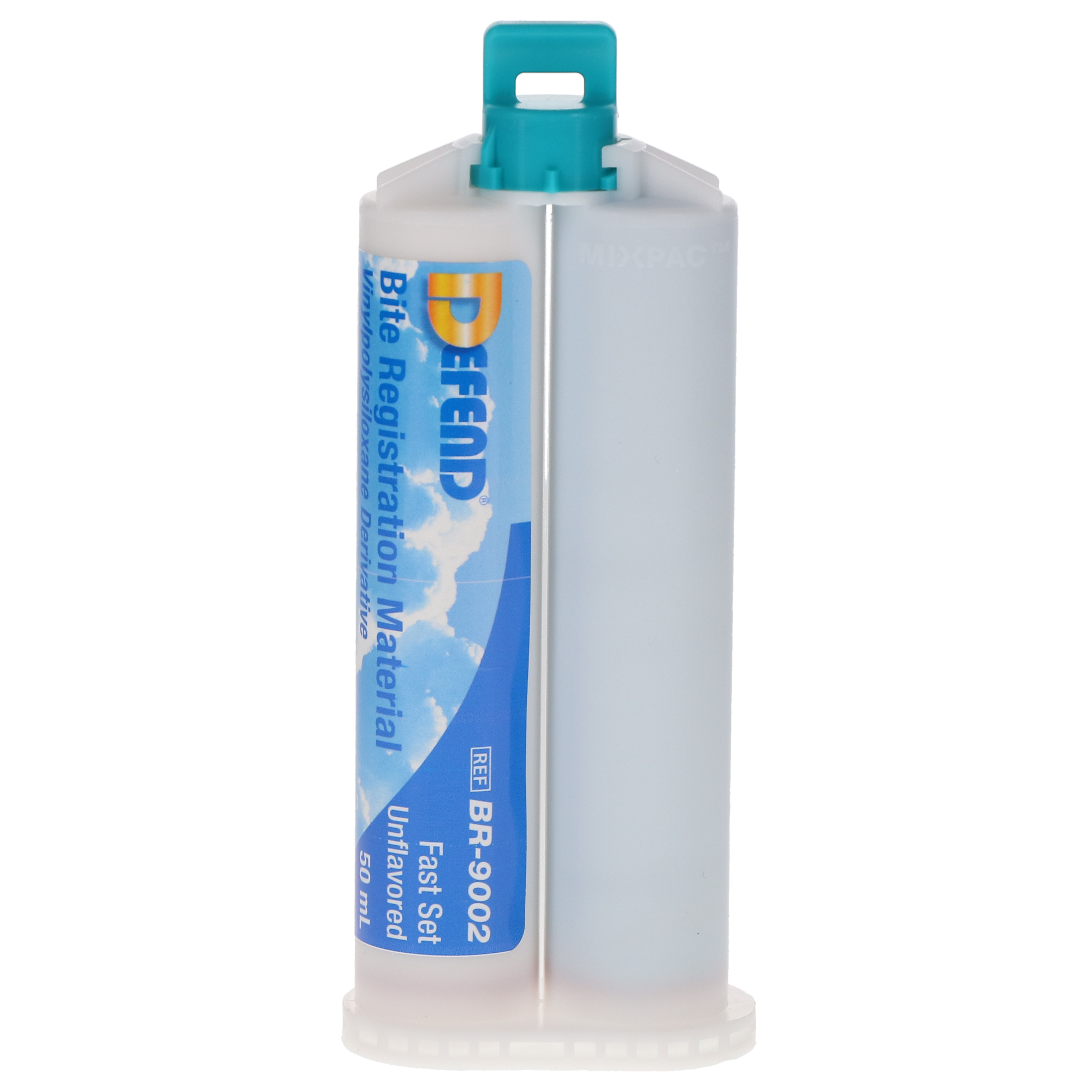 Defend Bite Registration Material, Fast Set, 50 ml, Unflavored, Light Blue, 2/Pk, BR9002