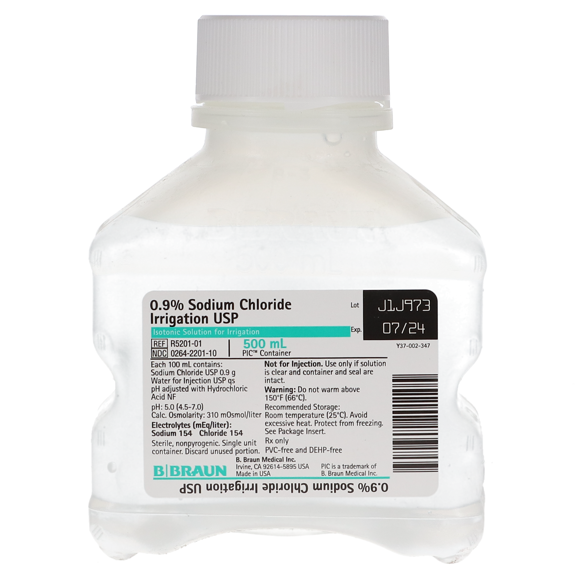 Saline Sodium Chloride NaCl 0.9%, Irrigation Bottle 500ml, R5201-01