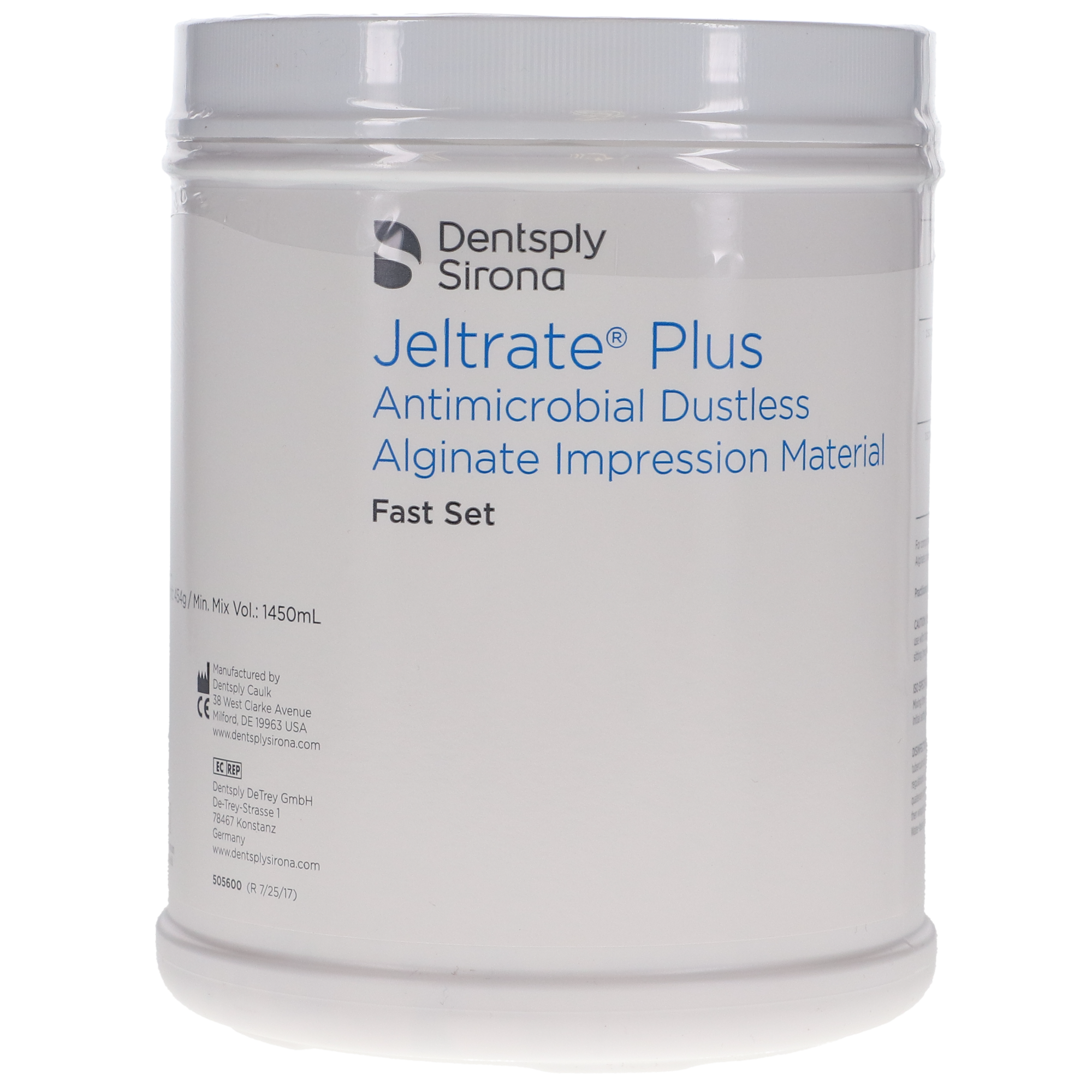 Jeltrate Plus Antimicrobial Alginate Impression Material, Dustless, Fast Set, Can, 1 lb, 1/Pk, 605602