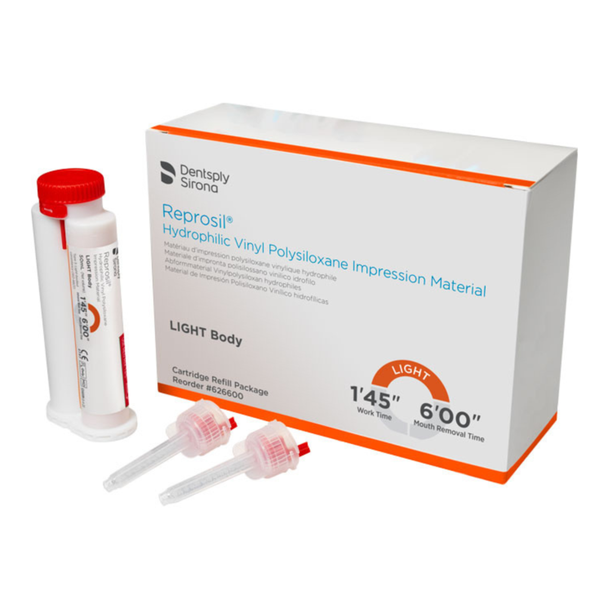 Reprosil Impression Material, Cartridge Refill, Light Body, 4/Pk, 626600