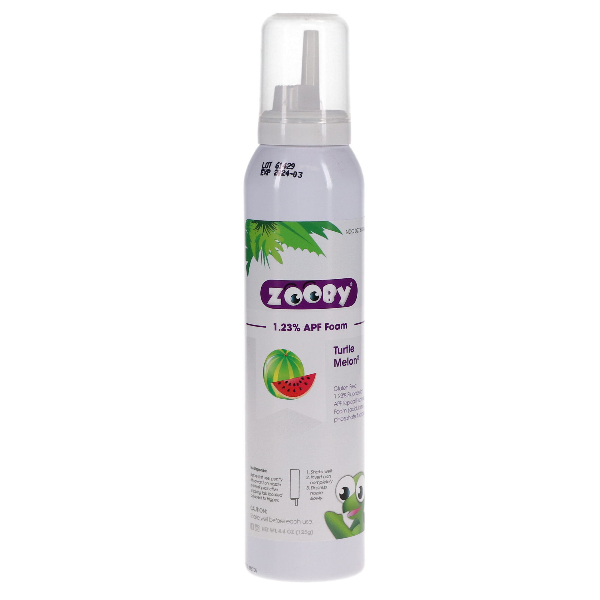 Zooby Fluoride Foam, 4.4 oz, Turtle Melon, 1/Pk