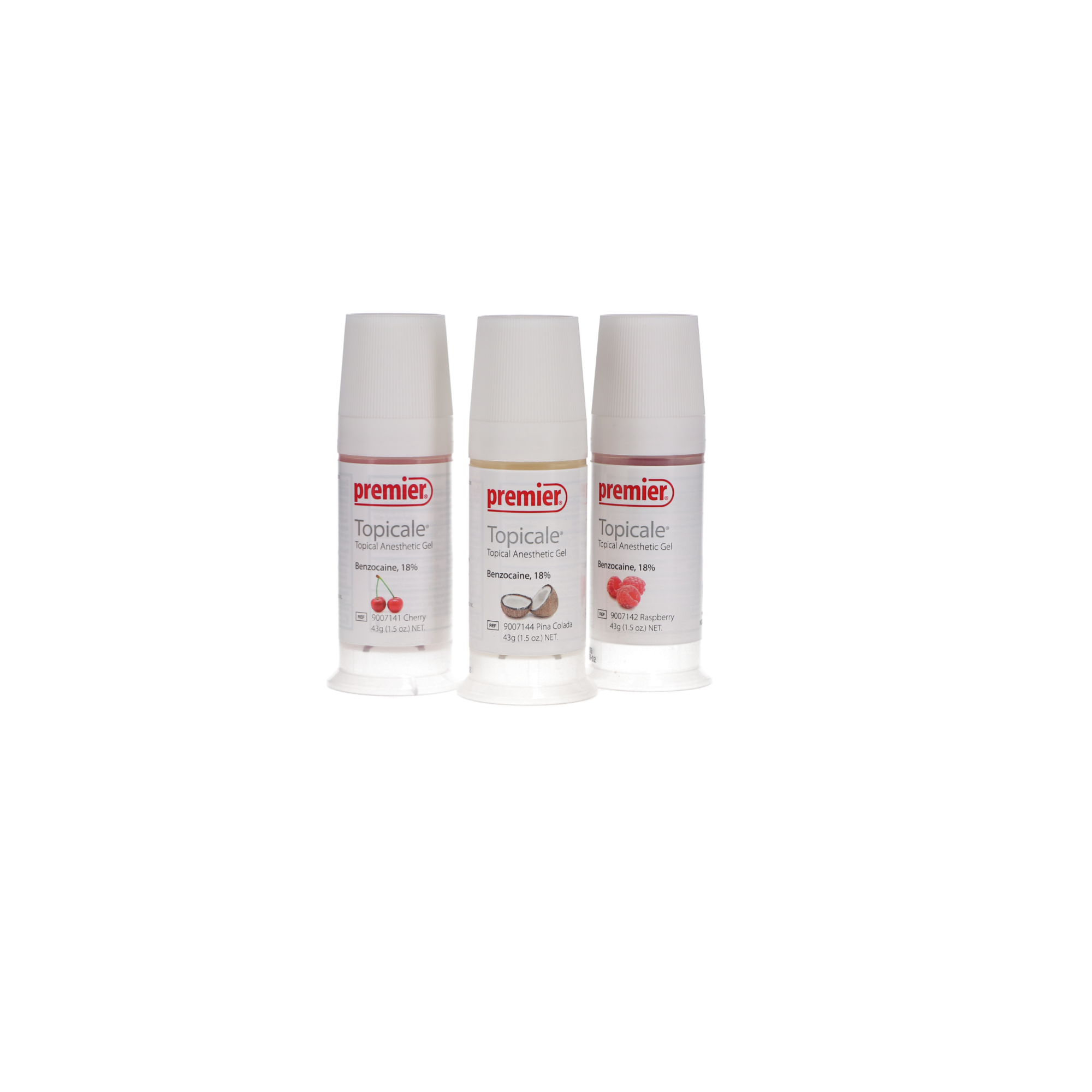 Topicale Oral Pain Relief Gel Pumps, 18% Benzocaine, 43 g, Assorted, 3/Pk