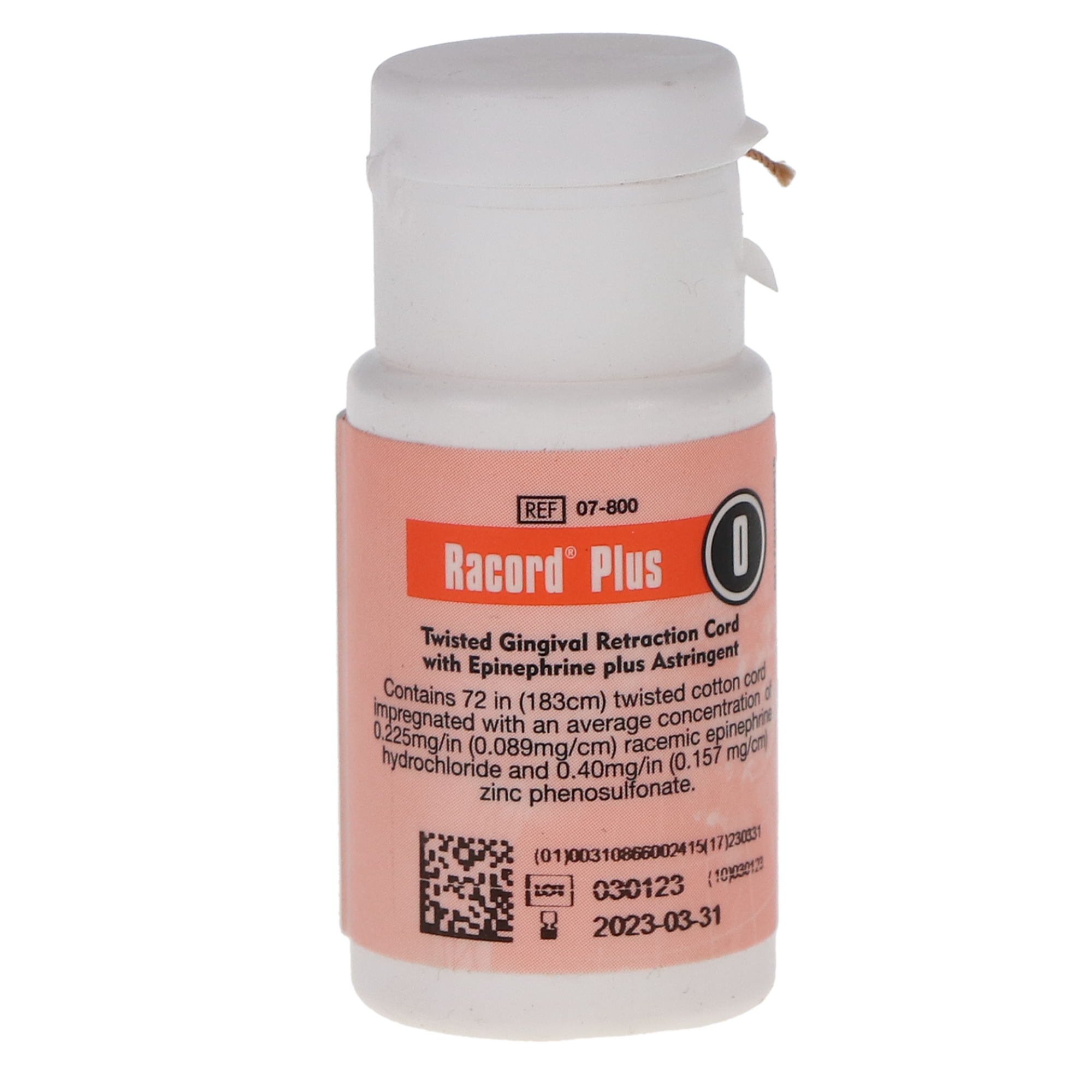 Racord II Twisted Retraction Cord, with Epinephrine & Zinc, Size 0, # 8, Thin, 1/Pk