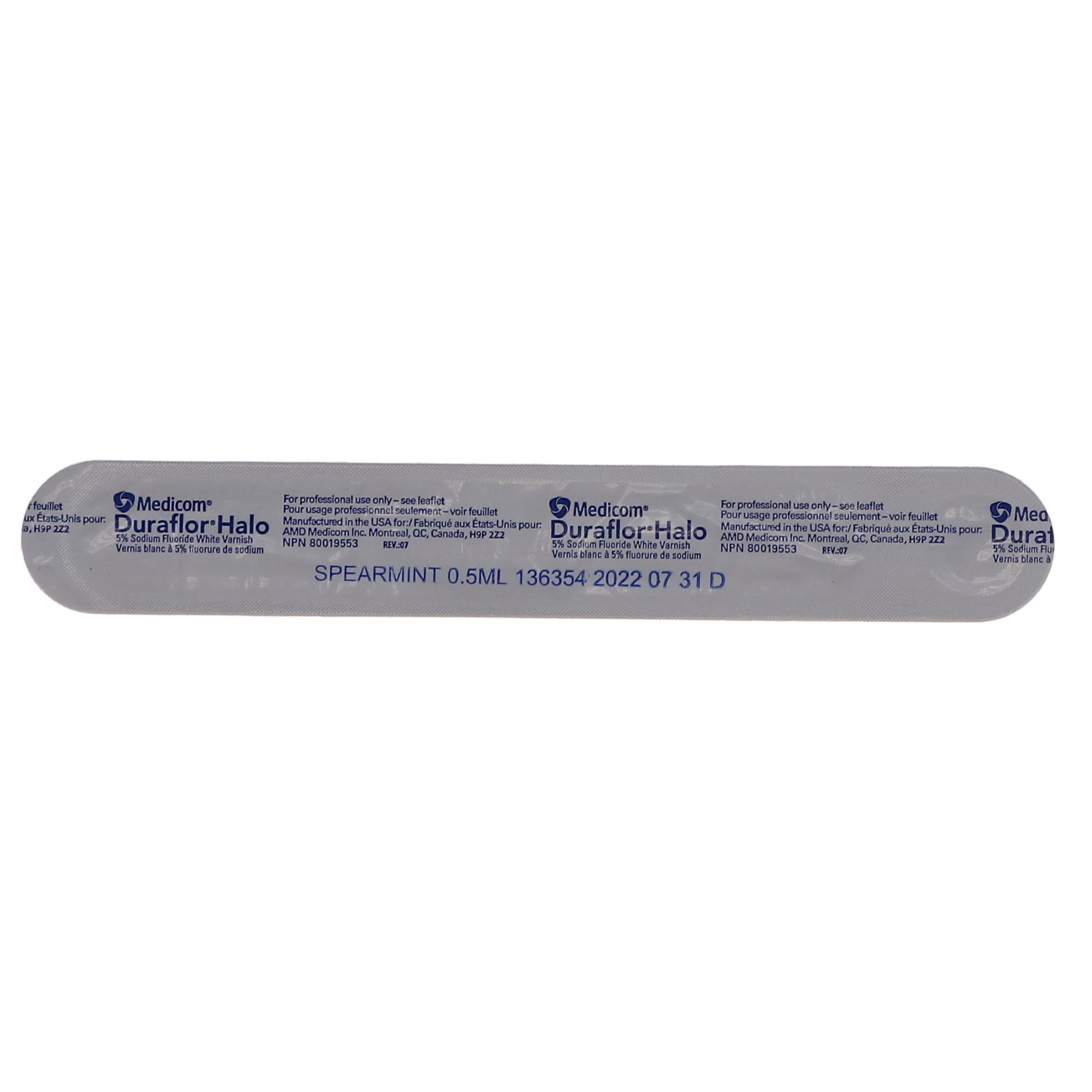 Duraflor Halo White Varnish, 5% Sodium Fluoride, Unit Dose, 0.5 ml, Spearmint, 32/Pk