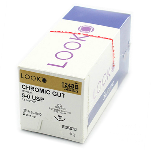 Chromic Gut Suture with C3 Needle (PRC), 3/8 Circle, 18
