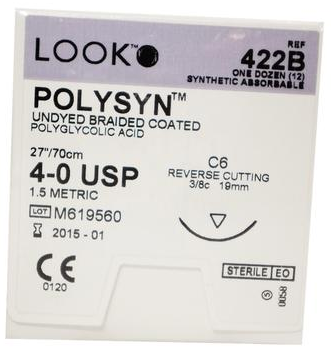 PolySyn Polyglycolic Acid Suture with C6 Needle (RC), Undyed Braided, 27